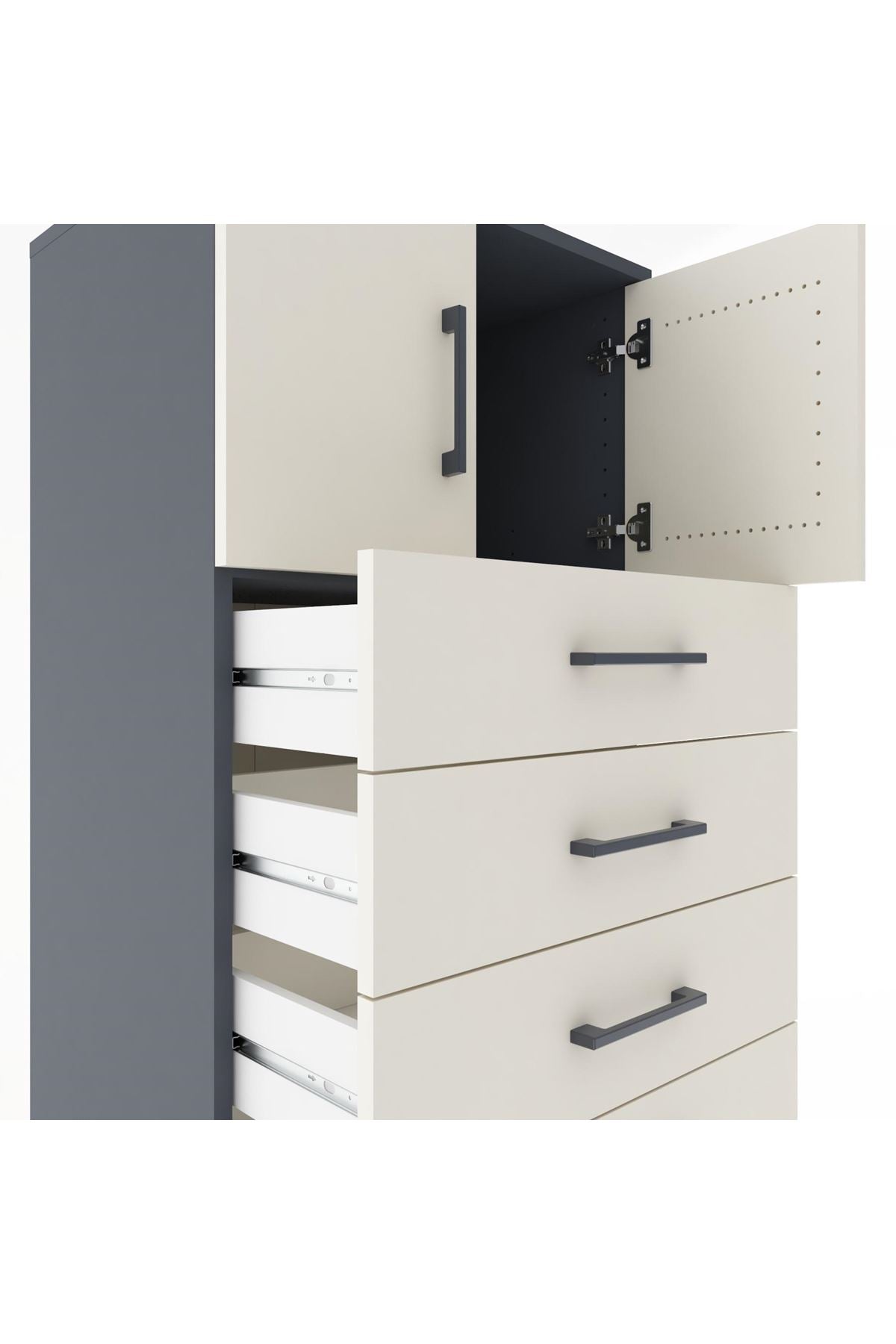 Hyperion Dolap Tek Raflı 6 Çekmeceli 2 Kapaklı 60x44x182 - S56M017V4B