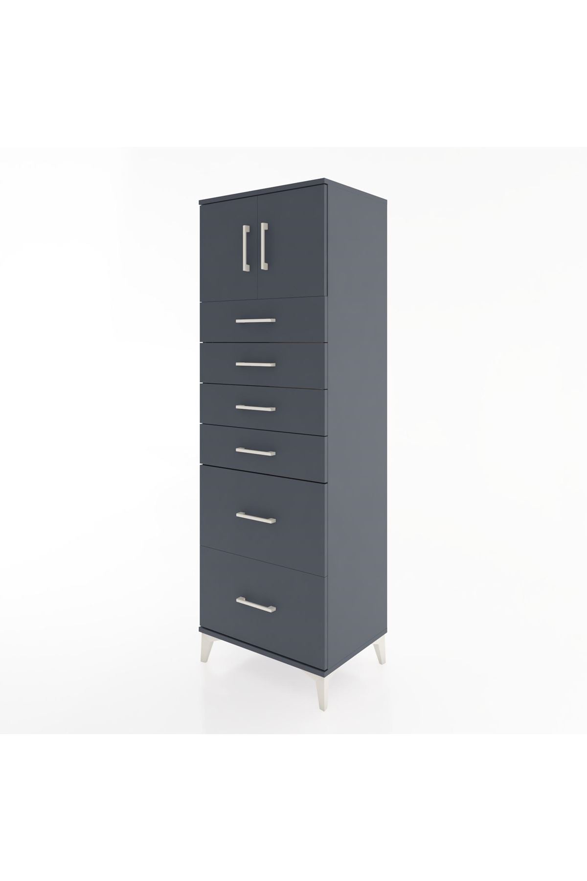 Hyperion Dolap Tek Raflı 6 Çekmeceli 2 Kapaklı 60x44x182 - S56M017V5B