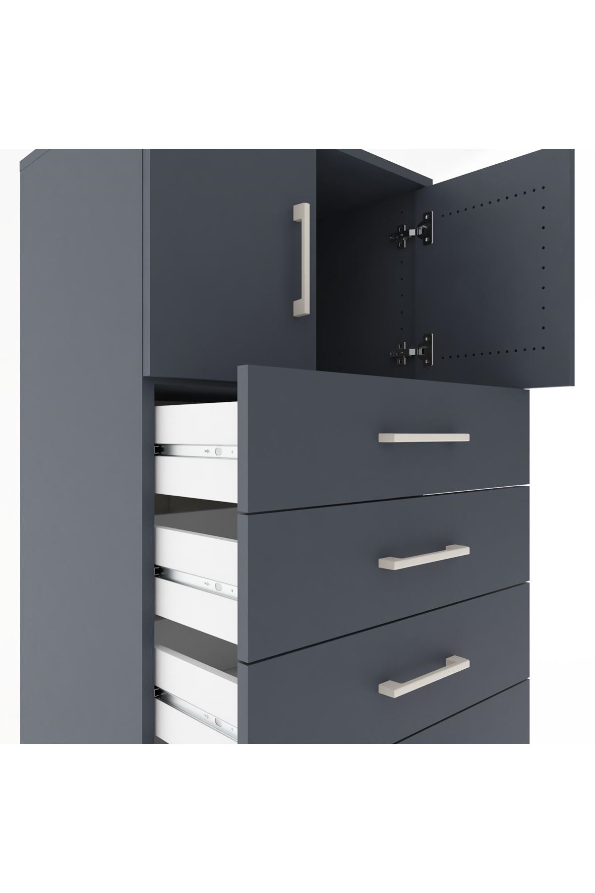 Hyperion Dolap Tek Raflı 6 Çekmeceli 2 Kapaklı 60x44x182 - S56M017V5B