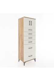 Hyperion Dolap Tek Raflı 6 Çekmeceli 2 Kapaklı 60x44x182 - S56M017V7B