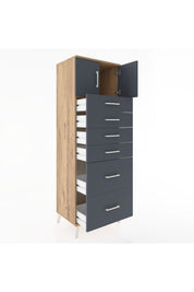 Hyperion Dolap Tek Raflı 6 Çekmeceli 2 Kapaklı 60x44x182 - S56M017V8B