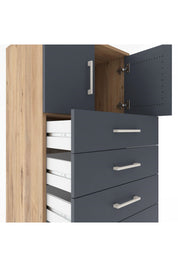 Hyperion Dolap Tek Raflı 6 Çekmeceli 2 Kapaklı 60x44x182 - S56M017V8B