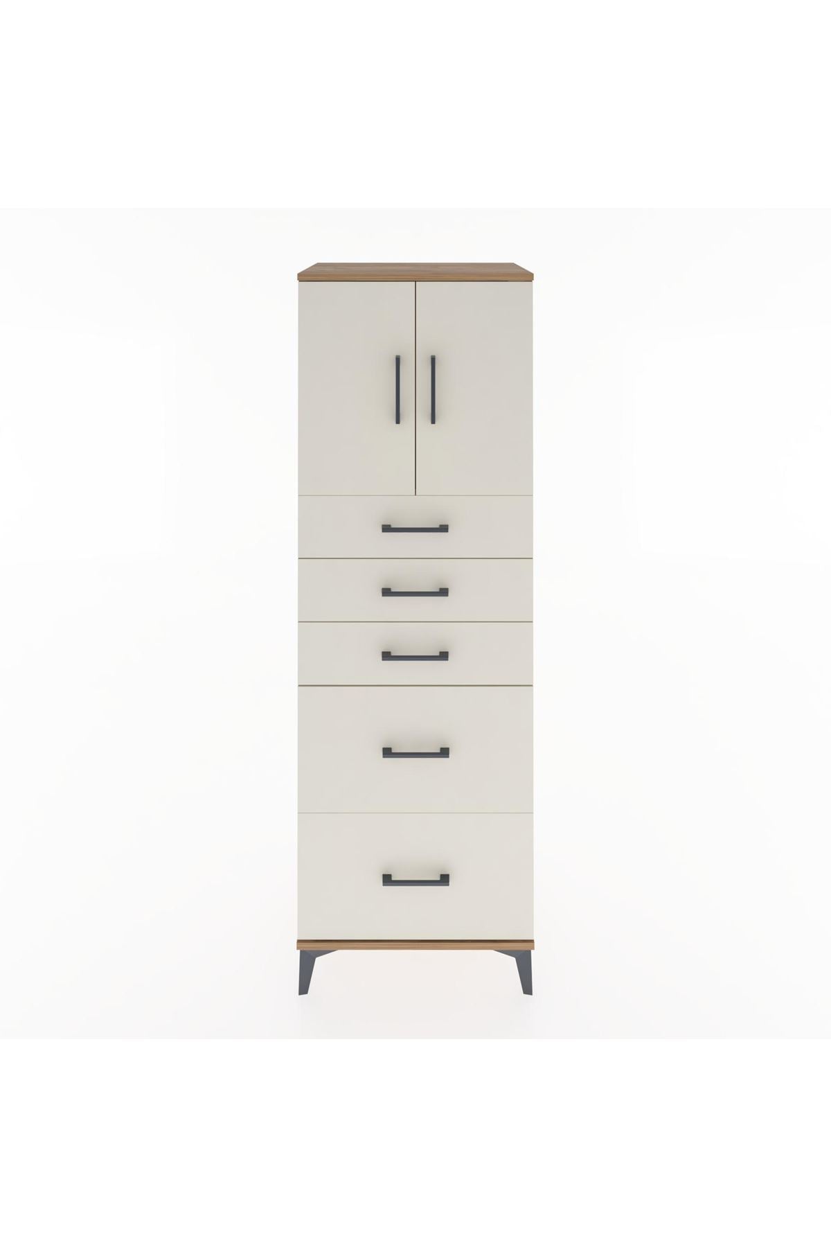 Hyperion Dolap Tek Raflı 5 Çekmeceli 2 Kapaklı 60x44x182 - S56M018V7B