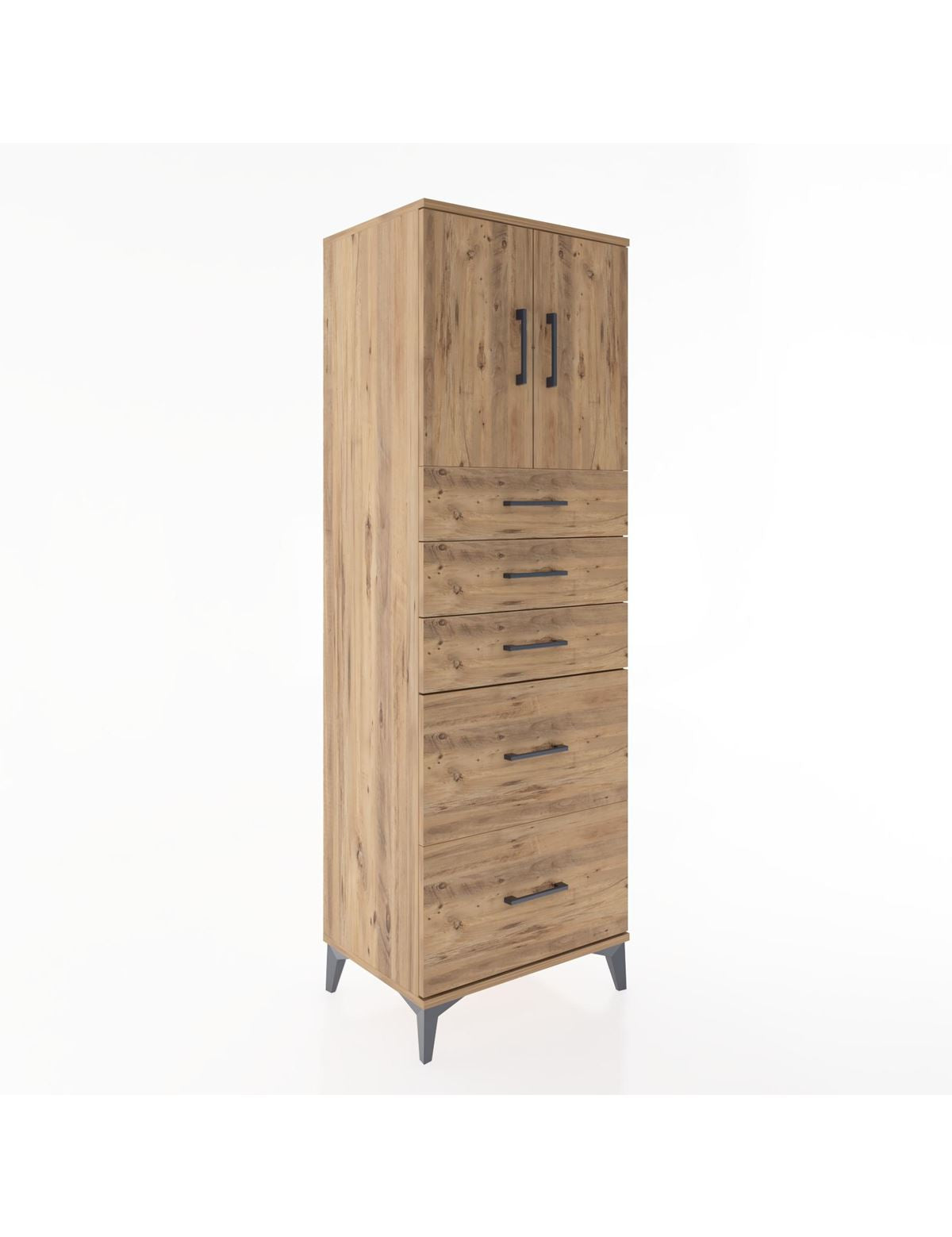 Hyperion Dolap Tek Raflı 5 Çekmeceli 2 Kapaklı 60x44x182 - S56M018V9B