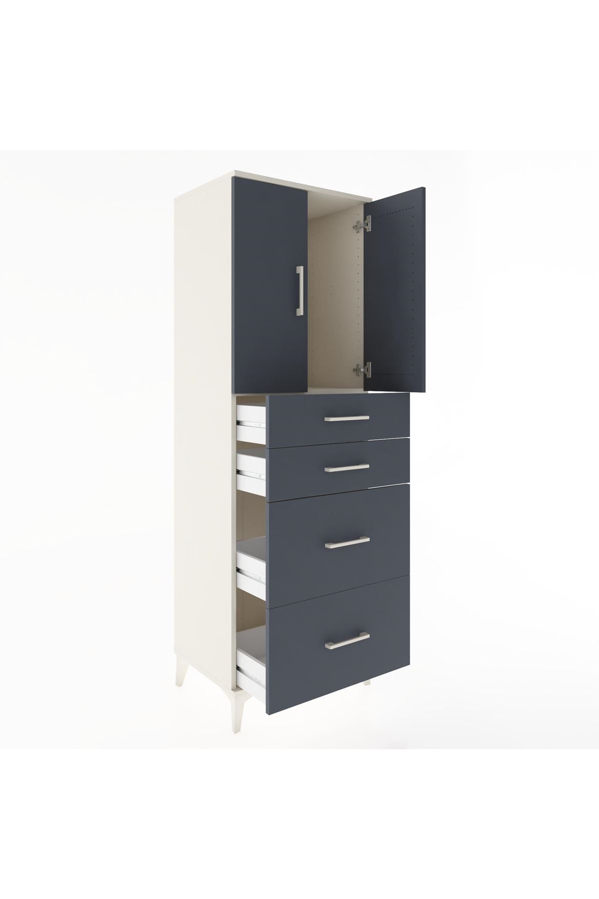 Hyperion Dolap Tek Raflı 4 Çekmeceli 2 Kapaklı 60x44x182 - S56M019V2B