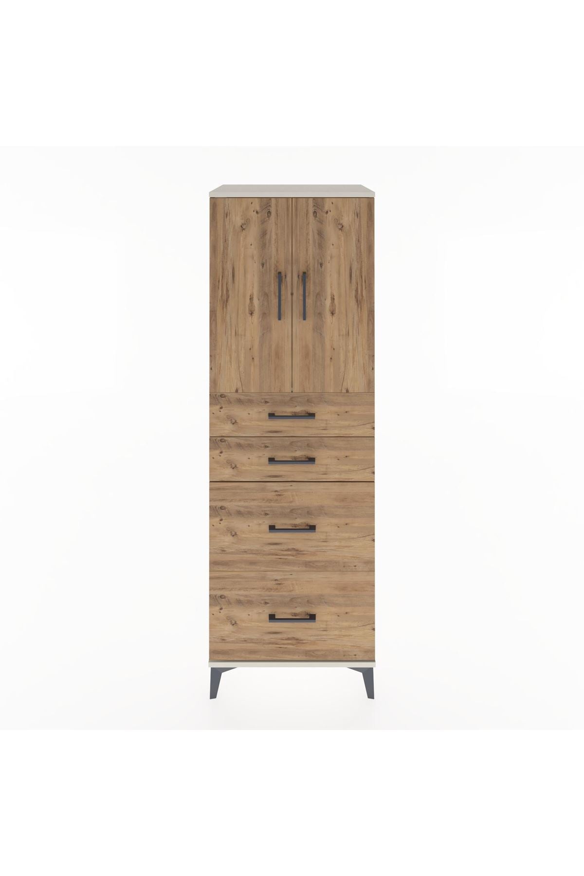 Hyperion Dolap Tek Raflı 4 Çekmeceli 2 Kapaklı 60x44x182 - S56M019V3B