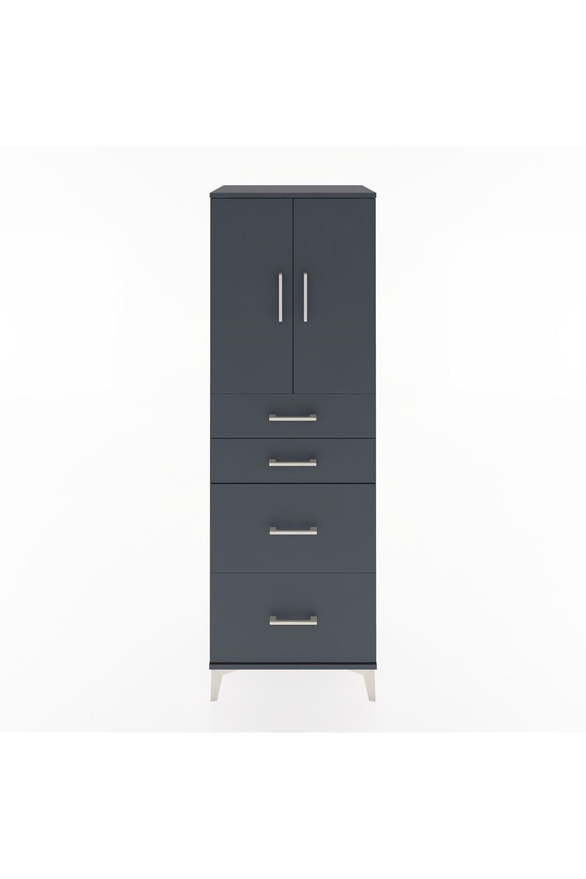 Hyperion Dolap Tek Raflı 4 Çekmeceli 2 Kapaklı 60x44x182 - S56M019V5B