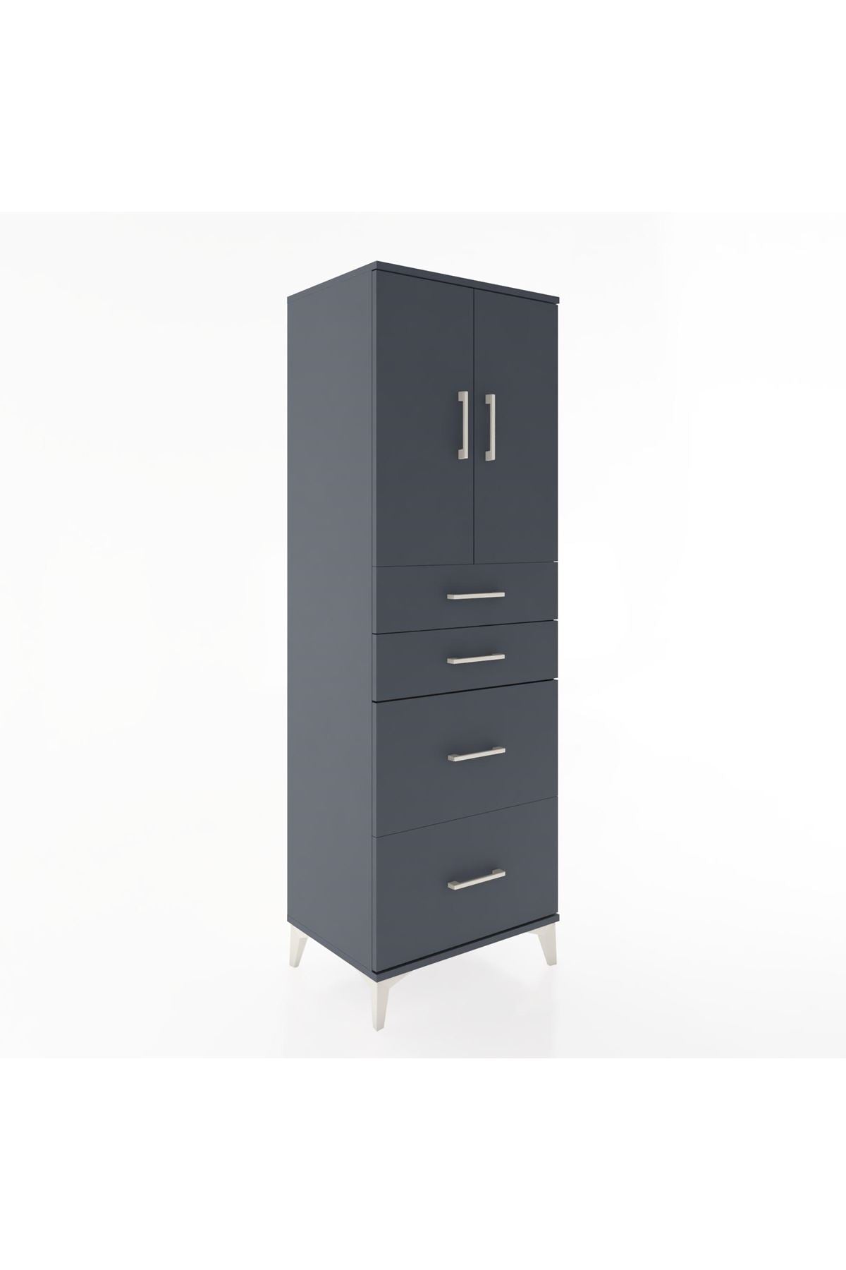 Hyperion Dolap Tek Raflı 4 Çekmeceli 2 Kapaklı 60x44x182 - S56M019V5B