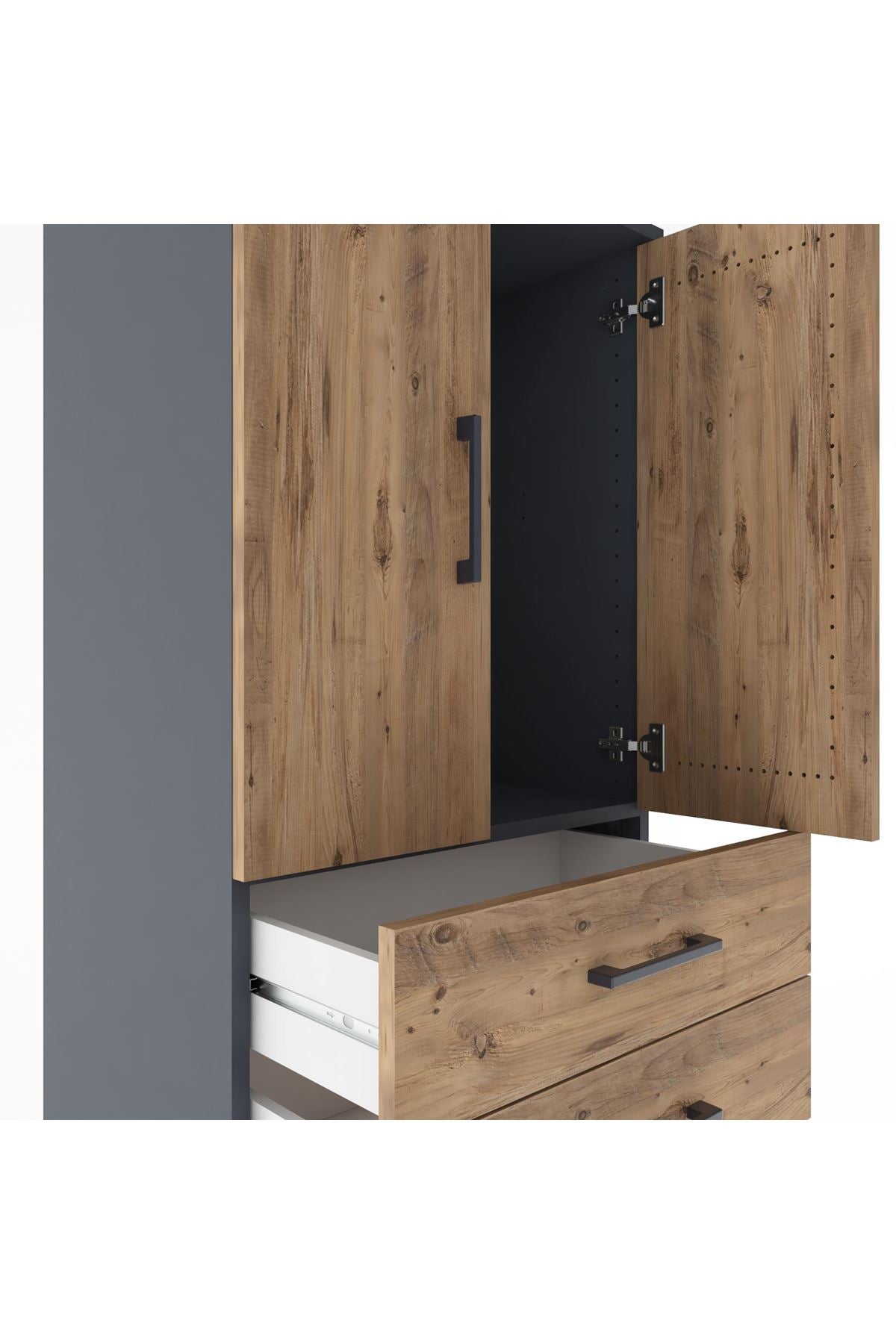 Hyperion Dolap Tek Raflı 4 Çekmeceli 2 Kapaklı 60x44x182 - S56M019V6B