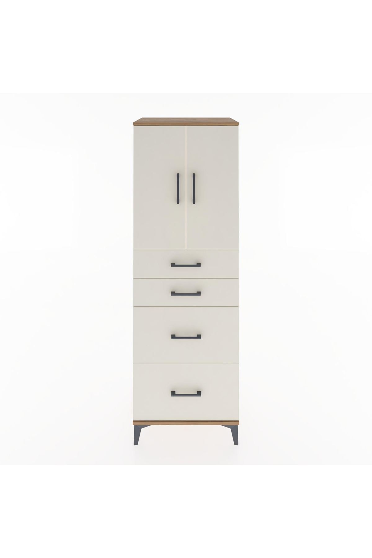 Hyperion Dolap Tek Raflı 4 Çekmeceli 2 Kapaklı 60x44x182 - S56M019V7B