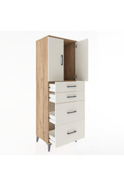 Hyperion Dolap Tek Raflı 4 Çekmeceli 2 Kapaklı 60x44x182 - S56M019V7B