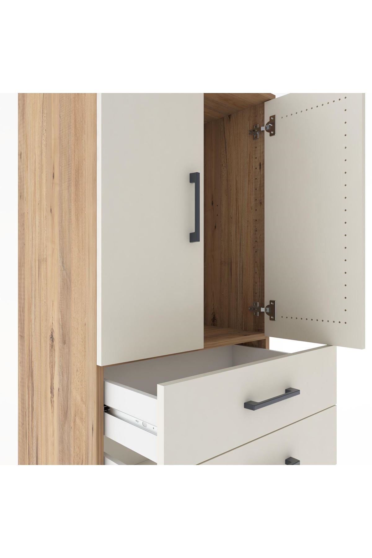 Hyperion Dolap Tek Raflı 4 Çekmeceli 2 Kapaklı 60x44x182 - S56M019V7B