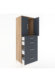 Hyperion Dolap Tek Raflı 4 Çekmeceli 2 Kapaklı 60x44x182 - S56M019V8B