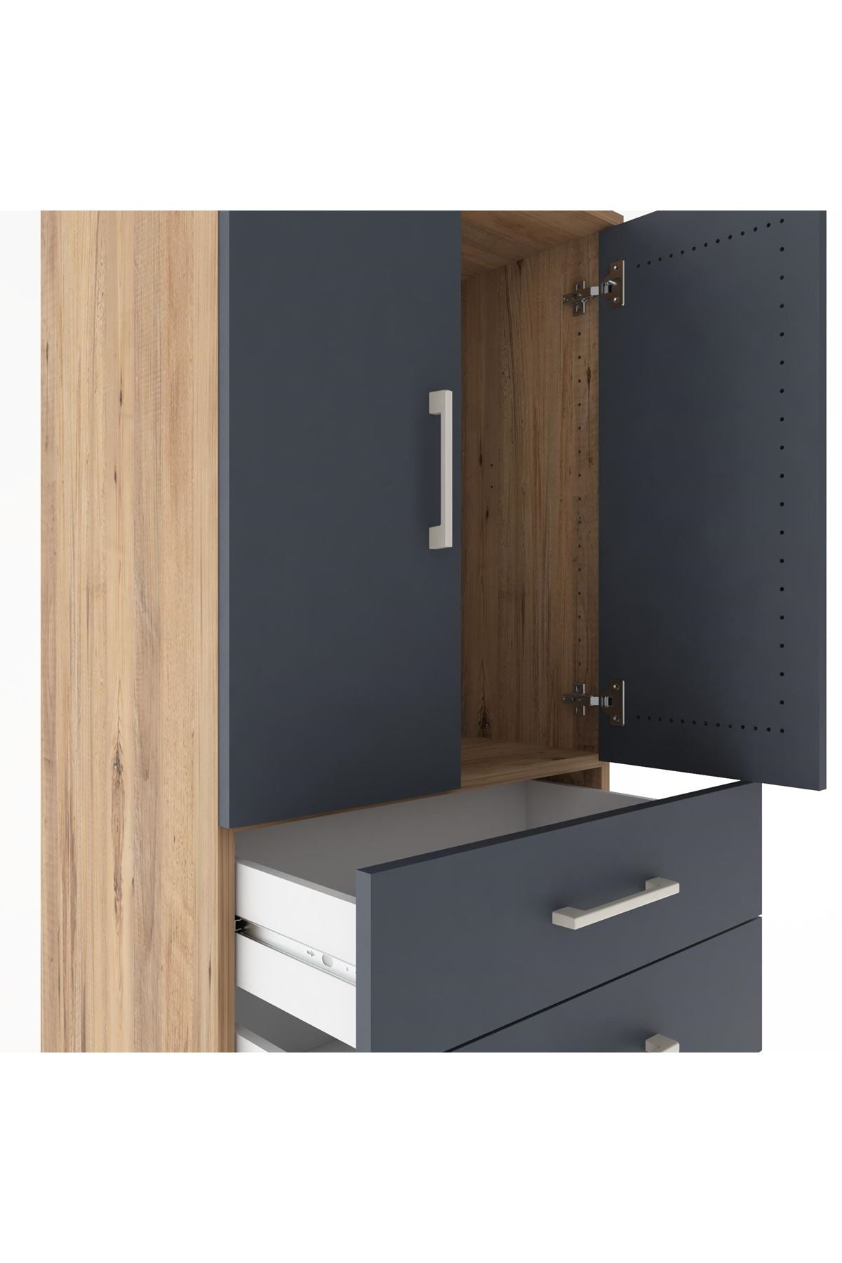 Hyperion Dolap Tek Raflı 4 Çekmeceli 2 Kapaklı 60x44x182 - S56M019V8B