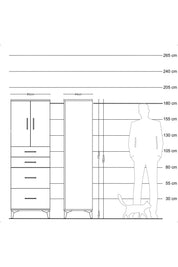 Hyperion Dolap Tek Raflı 4 Çekmeceli 2 Kapaklı 60x44x182 - S56M019V8B
