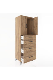 Hyperion Dolap Tek Raflı 4 Çekmeceli 2 Kapaklı 60x44x182 - S56M019V9B