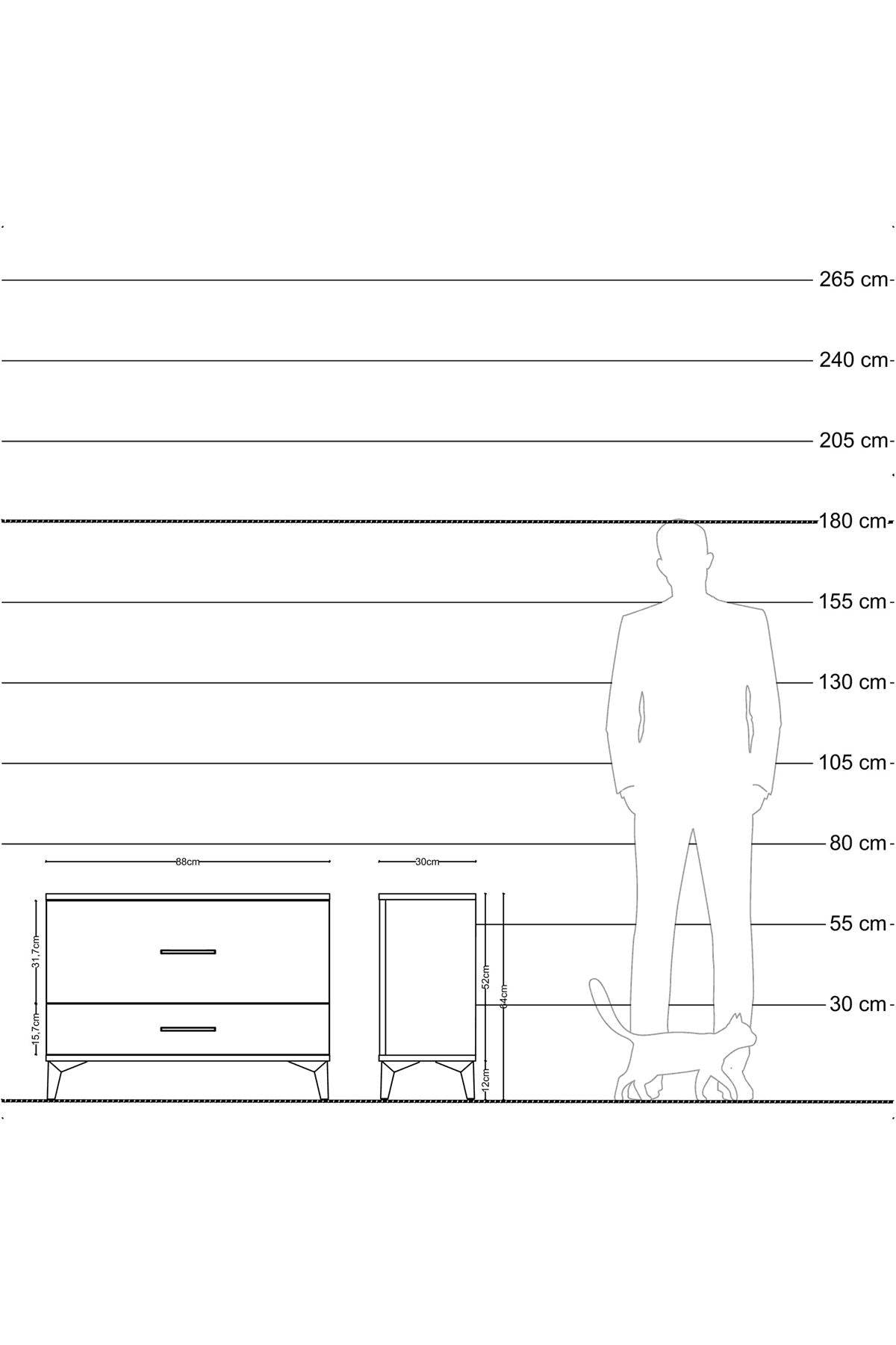 Arges Şifonyer 2 Çekmeceli 88x30x64 - S02M009V9A