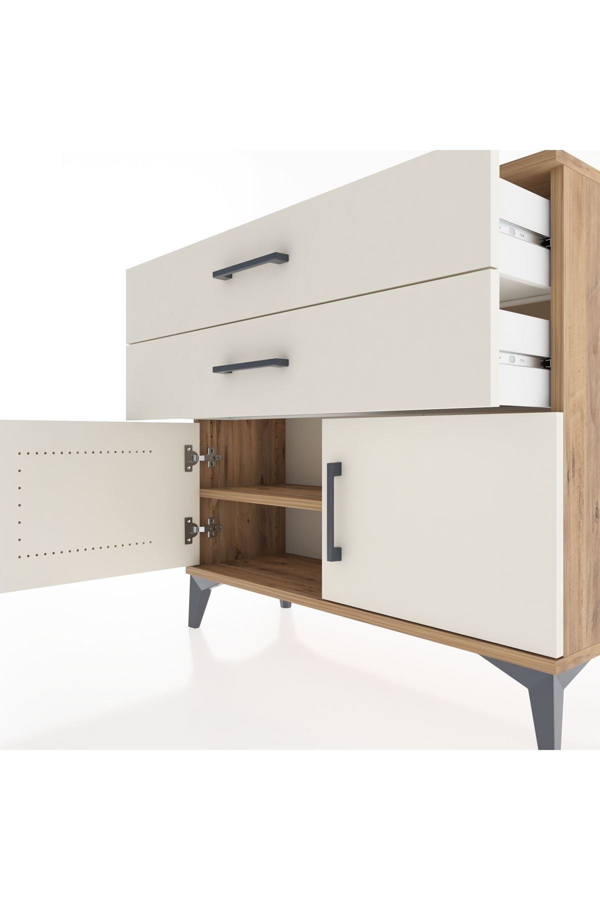 Arges Şifonyer Tek Raflı 2 Çekmeceli 2 Kapaklı 88x30x80 - S03M032V7A