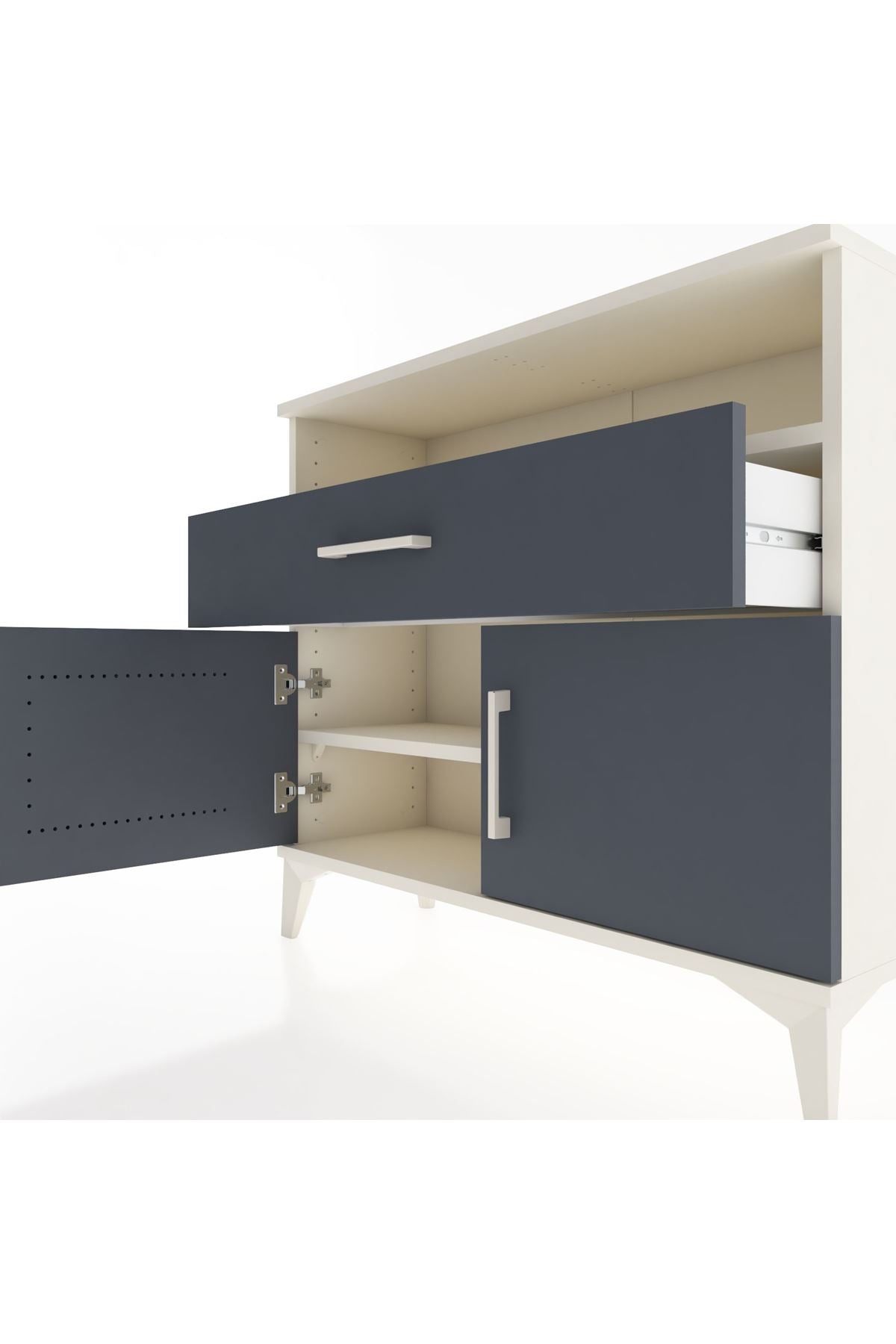 Arges Şifonyer 2 Raflı Tek Çekmeceli 2 Kapaklı 88x30x80 - S03M033V2A