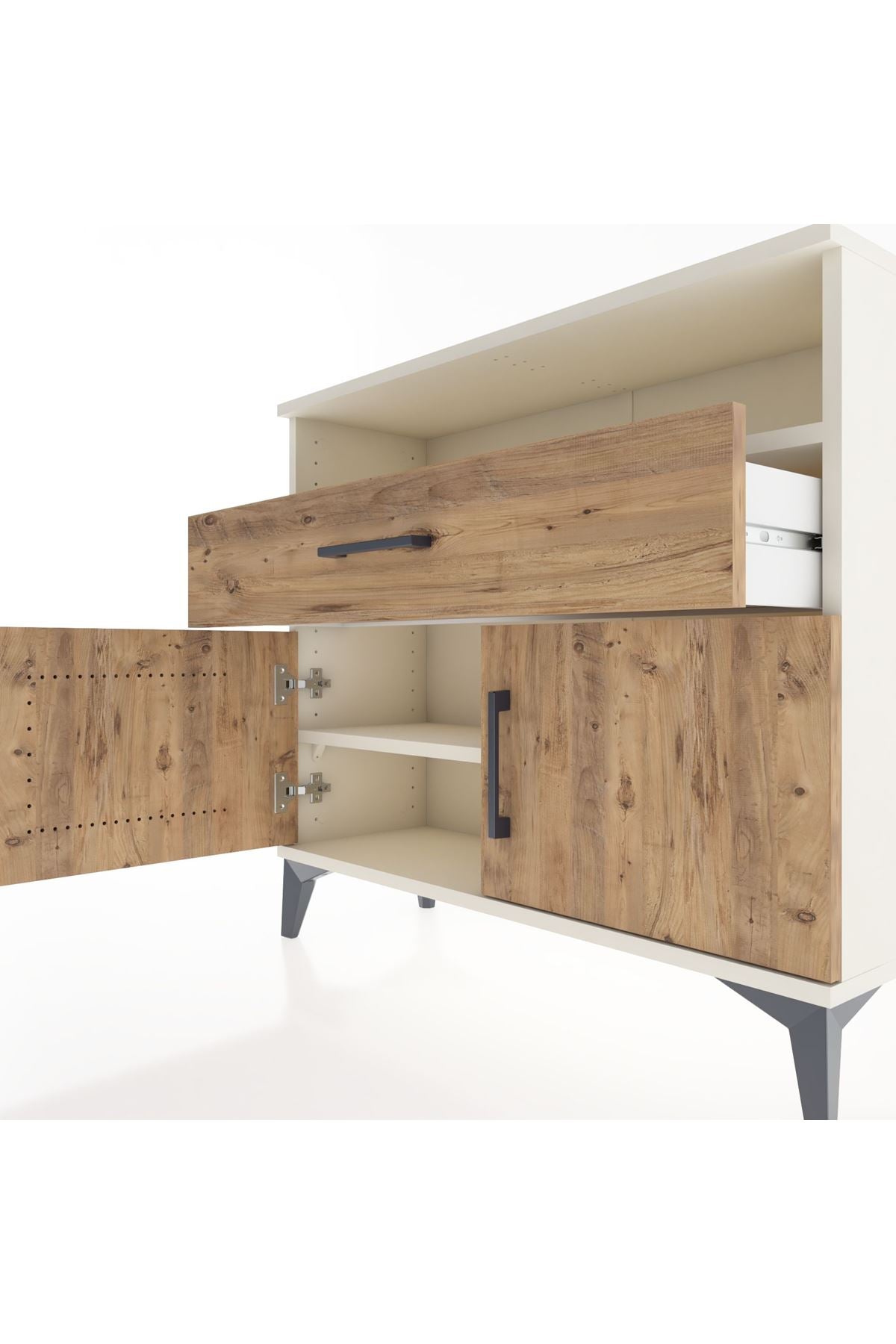 Arges Şifonyer 2 Raflı Tek Çekmeceli 2 Kapaklı 88x30x80 - S03M033V3A