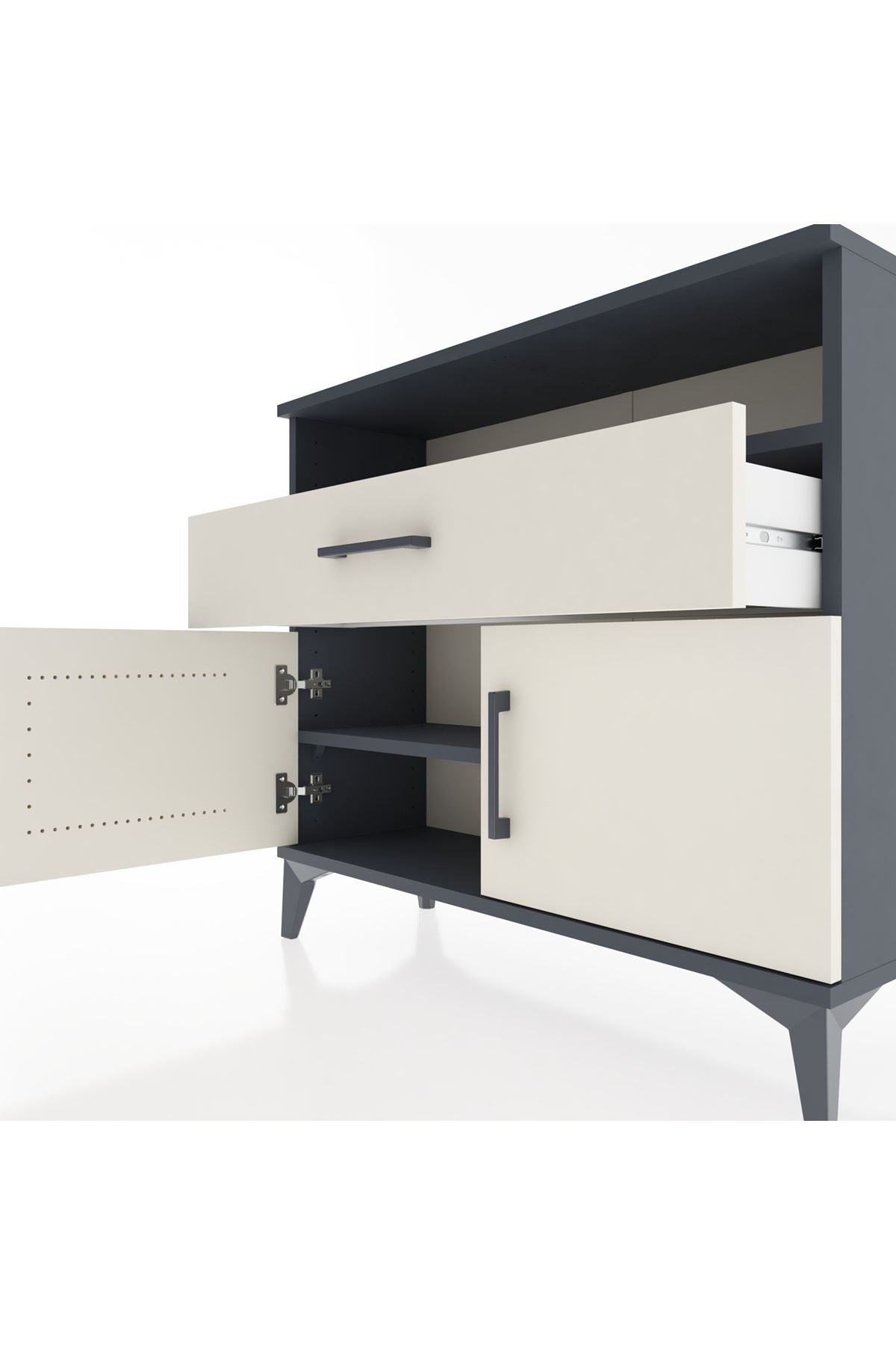 Arges Şifonyer 2 Raflı Tek Çekmeceli 2 Kapaklı 88x30x80 - S03M033V4A