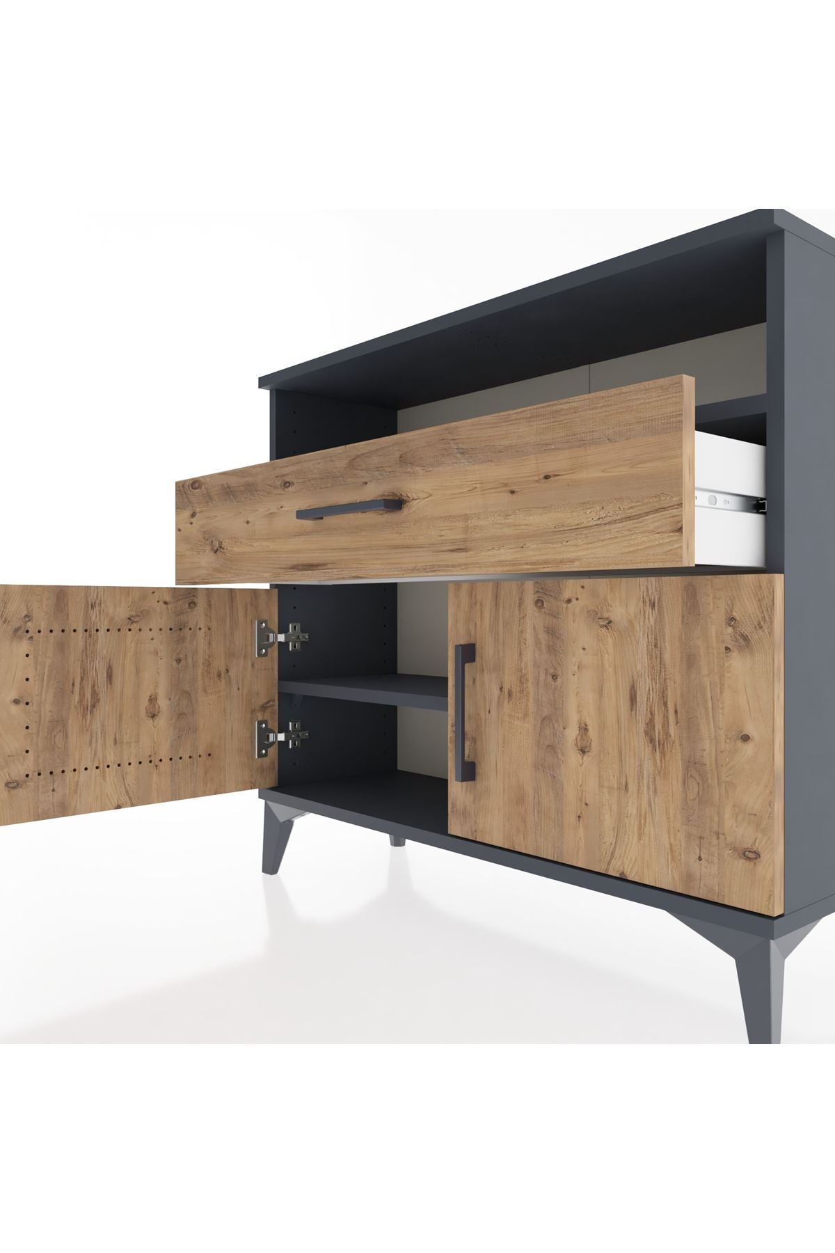 Arges Şifonyer 2 Raflı Tek Çekmeceli 2 Kapaklı 88x30x80 - S03M033V6A