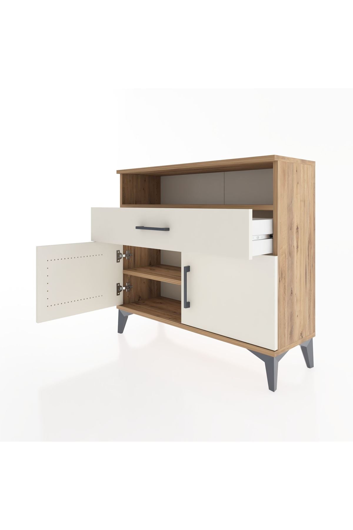 Arges Şifonyer 2 Raflı Tek Çekmeceli 2 Kapaklı 88x30x80 - S03M033V7A