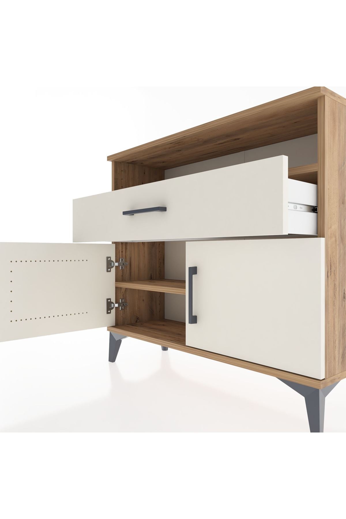 Arges Şifonyer 2 Raflı Tek Çekmeceli 2 Kapaklı 88x30x80 - S03M033V7A
