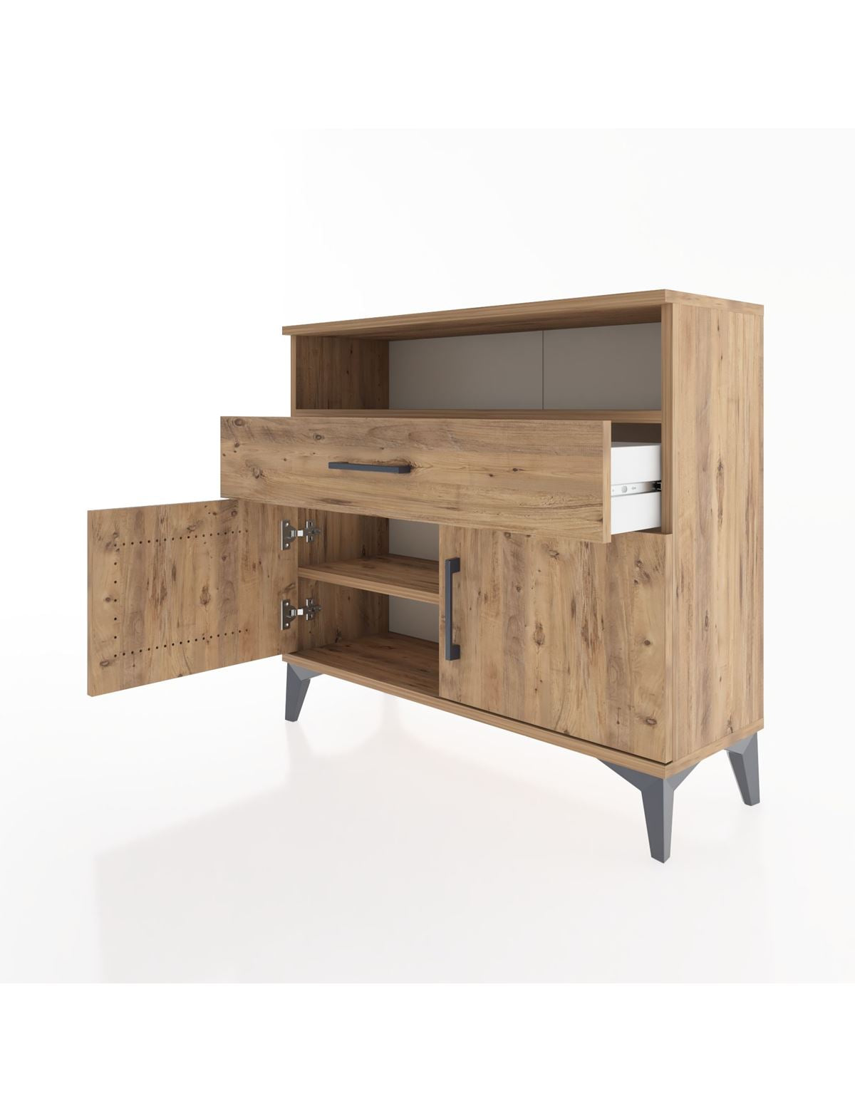 Arges Şifonyer 2 Raflı Tek Çekmeceli 2 Kapaklı 88x30x80 - S03M033V9A