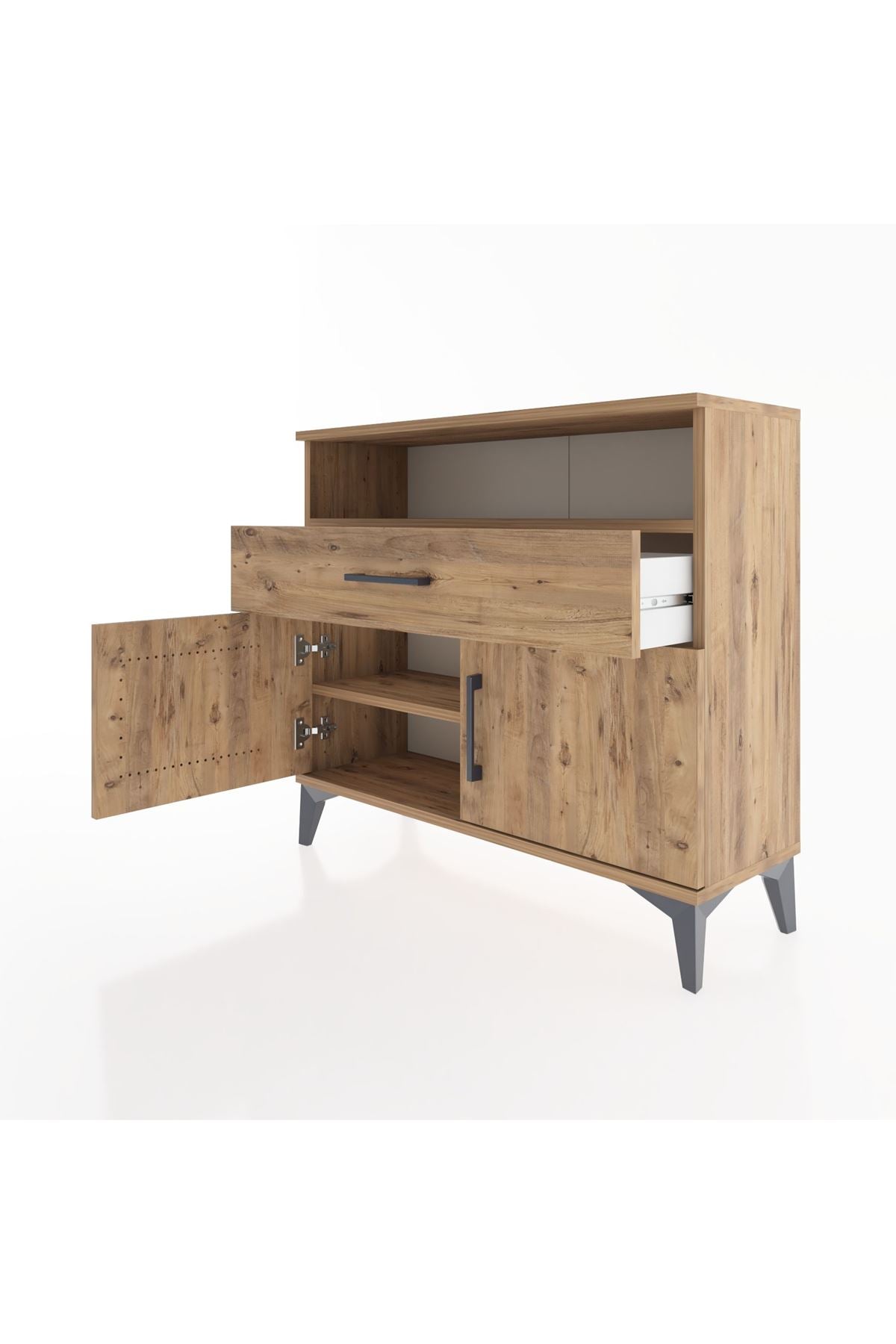 Arges Şifonyer 2 Raflı Tek Çekmeceli 2 Kapaklı 88x30x80 - S03M033V9A