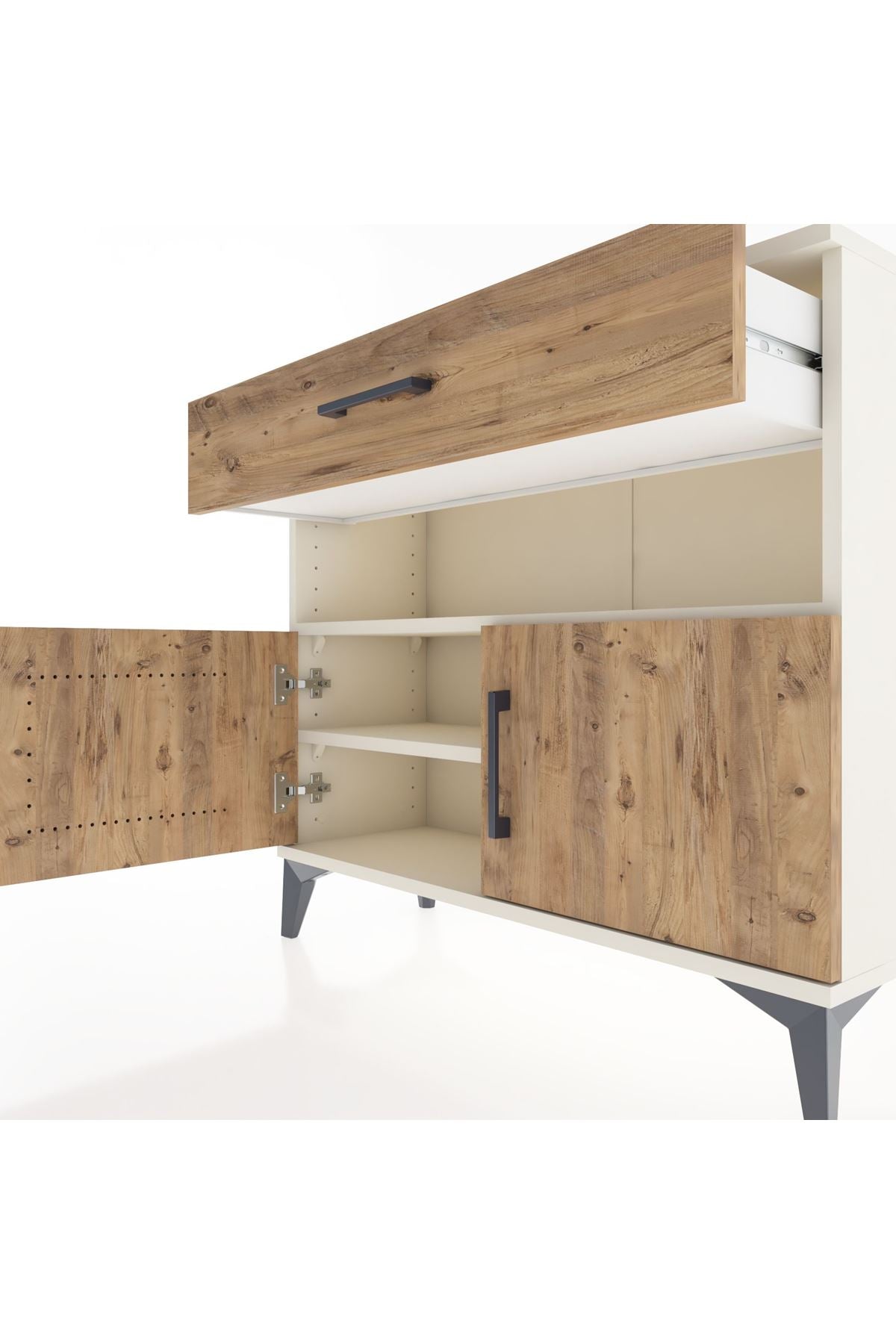 Arges Şifonyer 2 Raflı Tek Çekmeceli 2 Kapaklı 88x30x80 - S03M034V3A