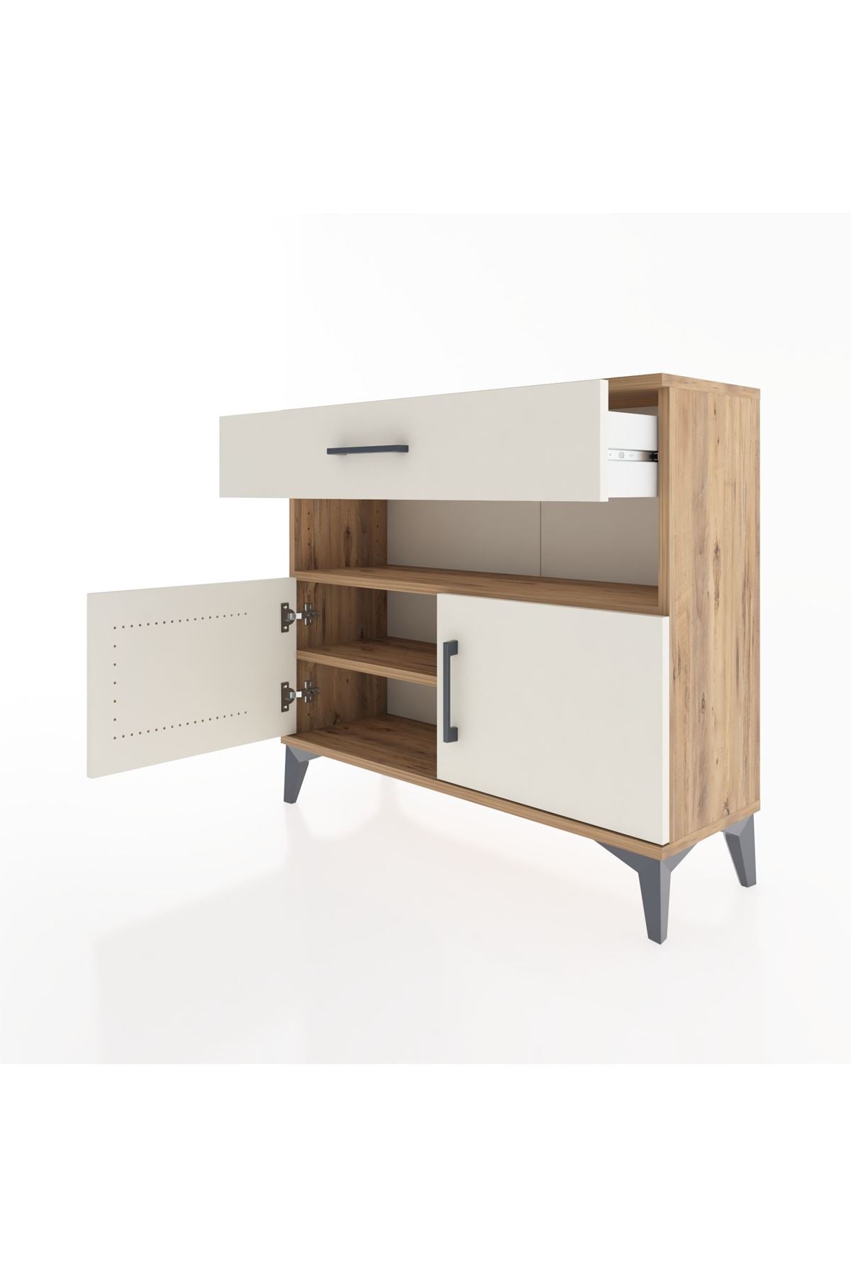 Arges Şifonyer 2 Raflı Tek Çekmeceli 2 Kapaklı 88x30x80 - S03M034V7A