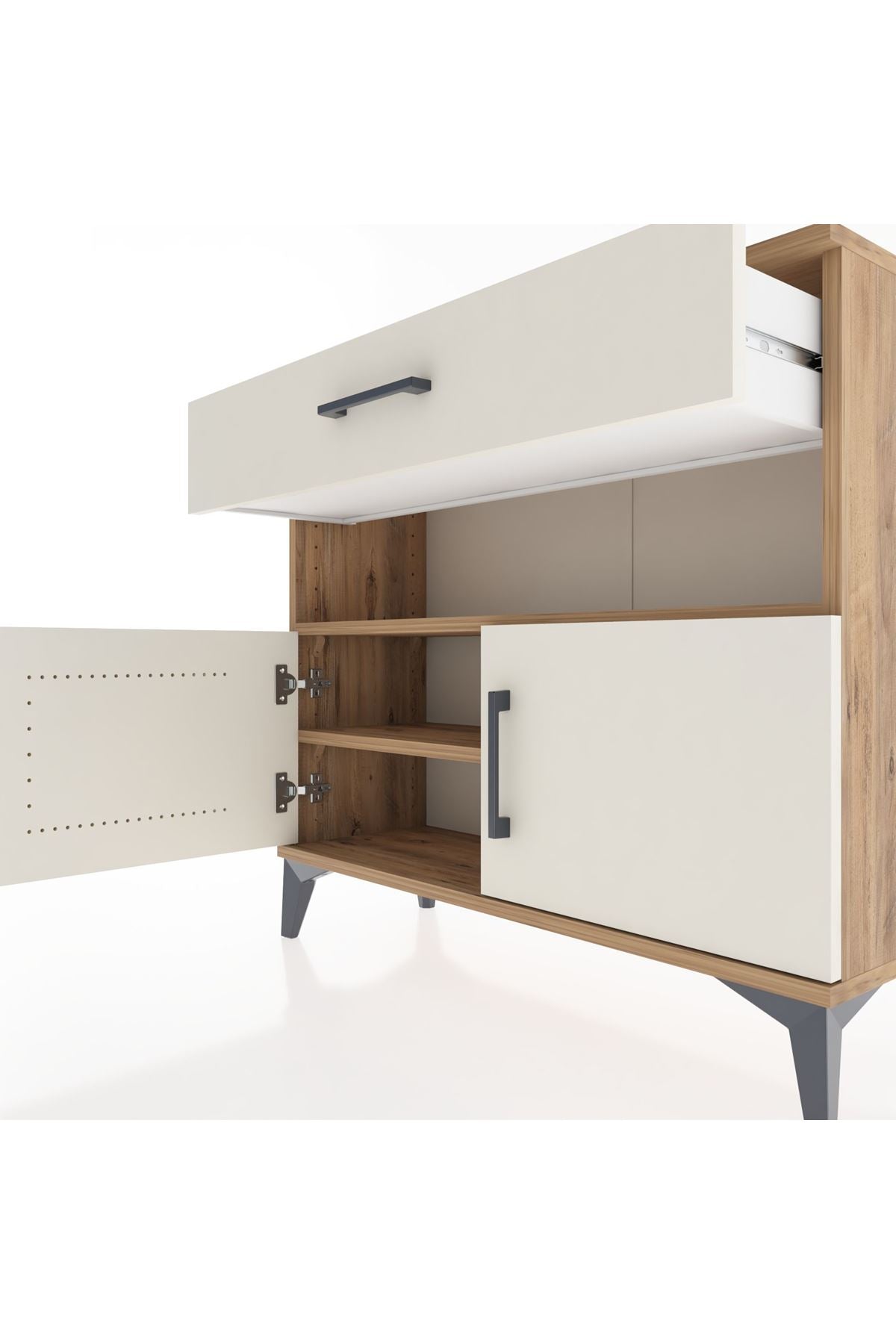Arges Şifonyer 2 Raflı Tek Çekmeceli 2 Kapaklı 88x30x80 - S03M034V7A