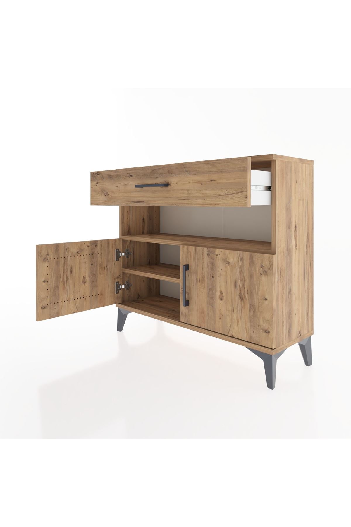 Arges Şifonyer 2 Raflı Tek Çekmeceli 2 Kapaklı 88x30x80 - S03M034V9A
