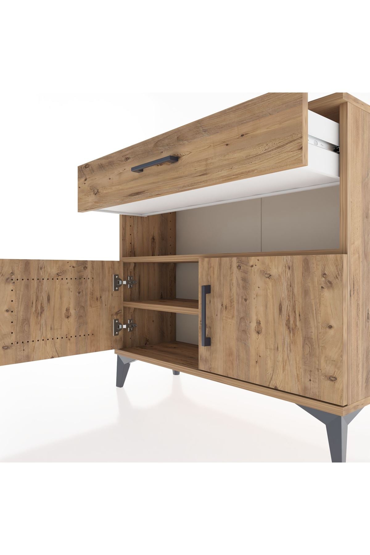 Arges Şifonyer 2 Raflı Tek Çekmeceli 2 Kapaklı 88x30x80 - S03M034V9A