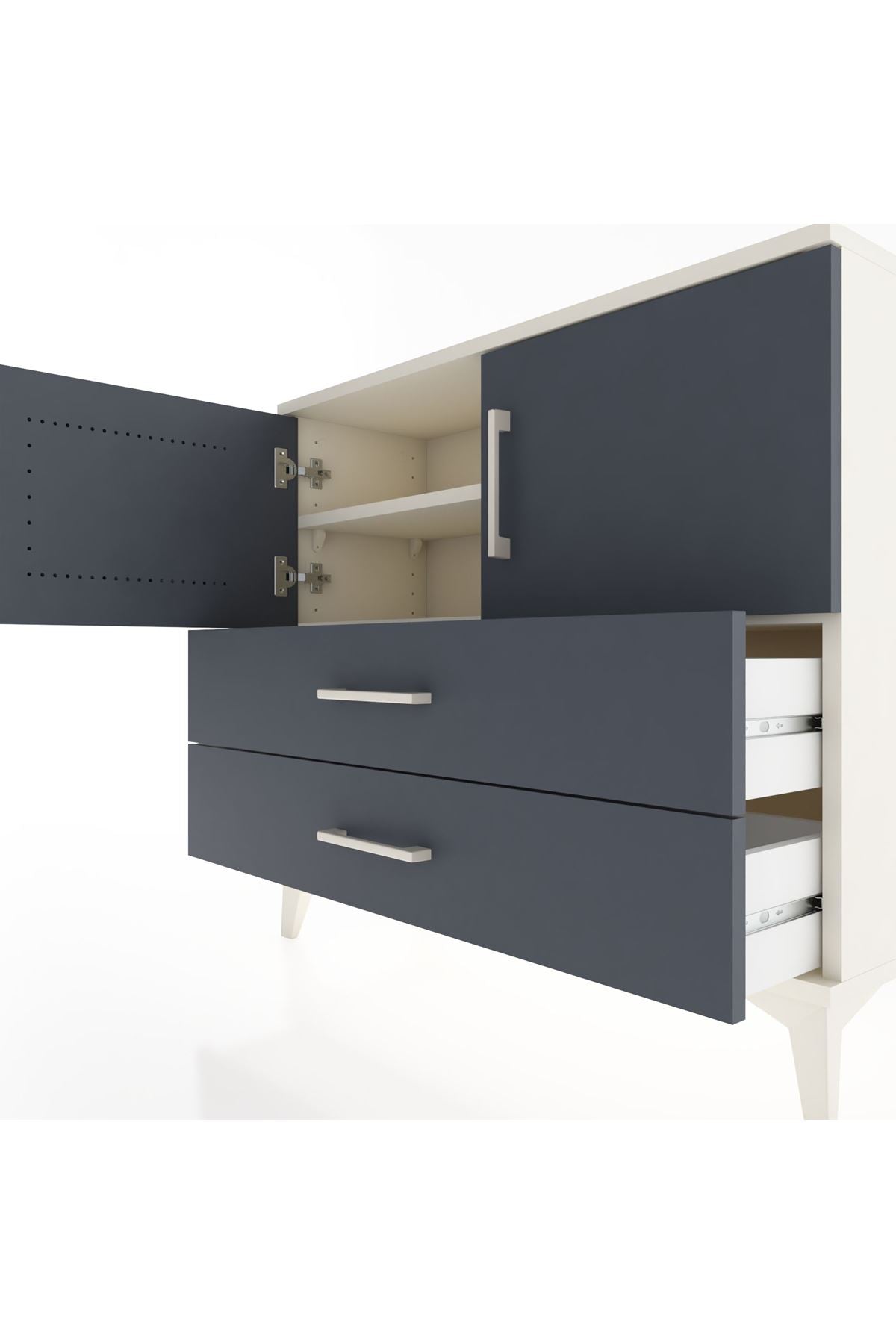 Arges Şifonyer 2 Raflı 2 Çekmeceli 2 Kapaklı 88x30x80 - S03M035V2A