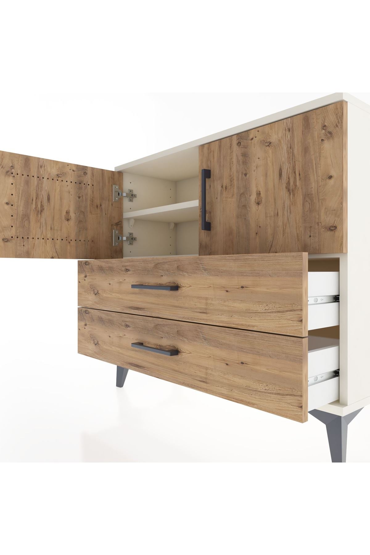 Arges Şifonyer 2 Raflı 2 Çekmeceli 2 Kapaklı 88x30x80 - S03M035V3A