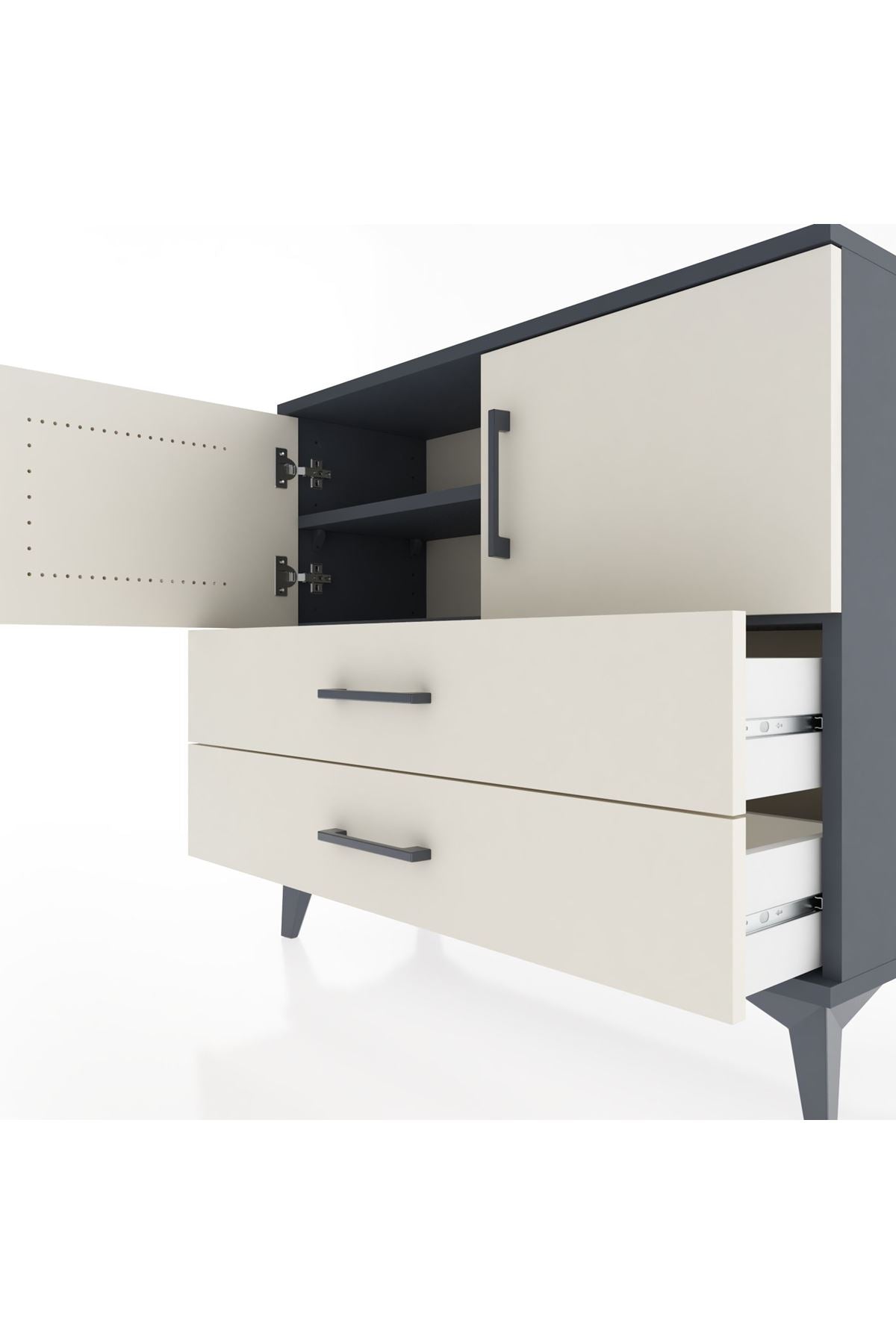 Arges Şifonyer 2 Raflı 2 Çekmeceli 2 Kapaklı 88x30x80 - S03M035V4A