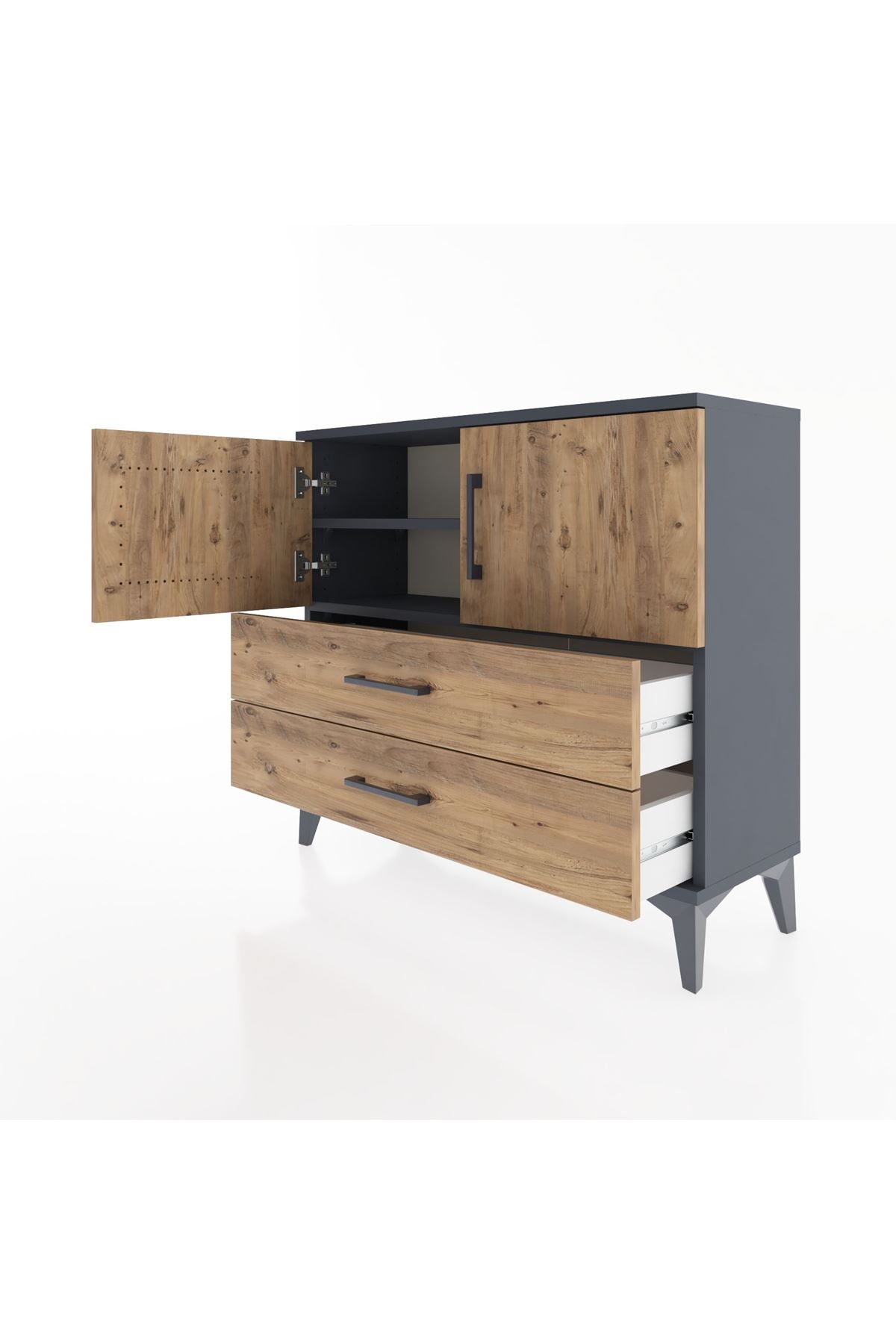 Arges Şifonyer 2 Raflı 2 Çekmeceli 2 Kapaklı 88x30x80 - S03M035V6A