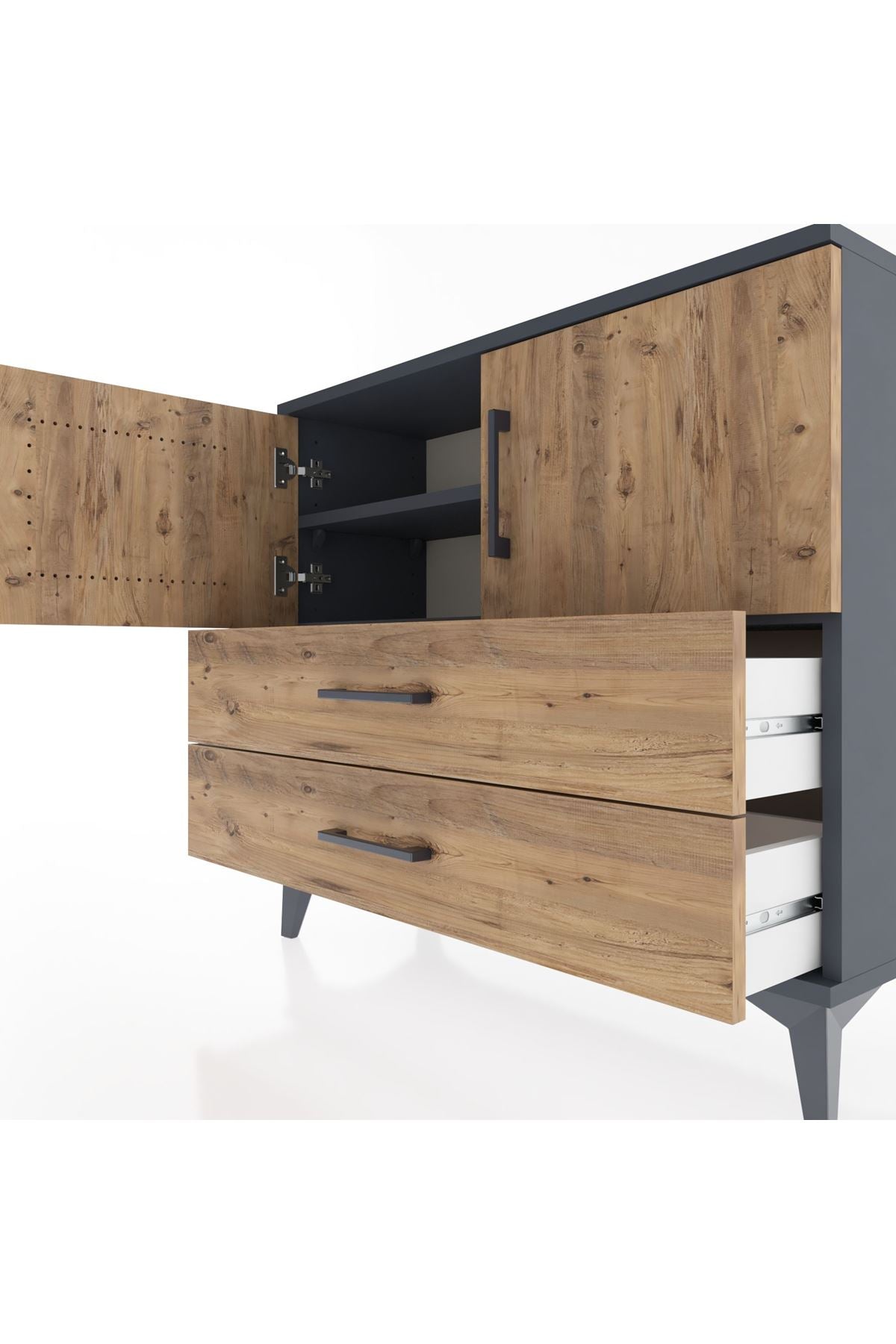 Arges Şifonyer 2 Raflı 2 Çekmeceli 2 Kapaklı 88x30x80 - S03M035V6A