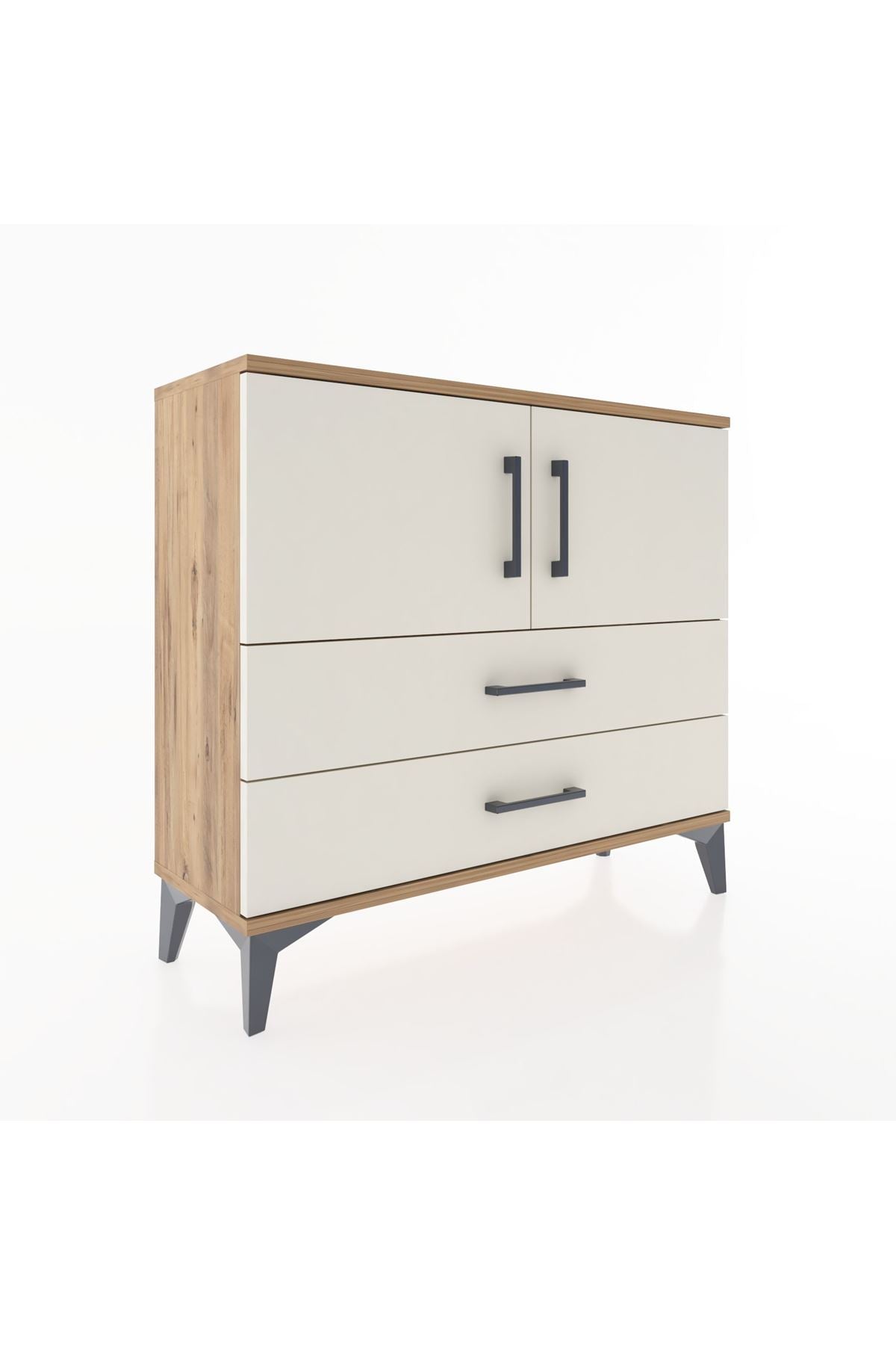 Arges Şifonyer 2 Raflı 2 Çekmeceli 2 Kapaklı 88x30x80 - S03M035V7A