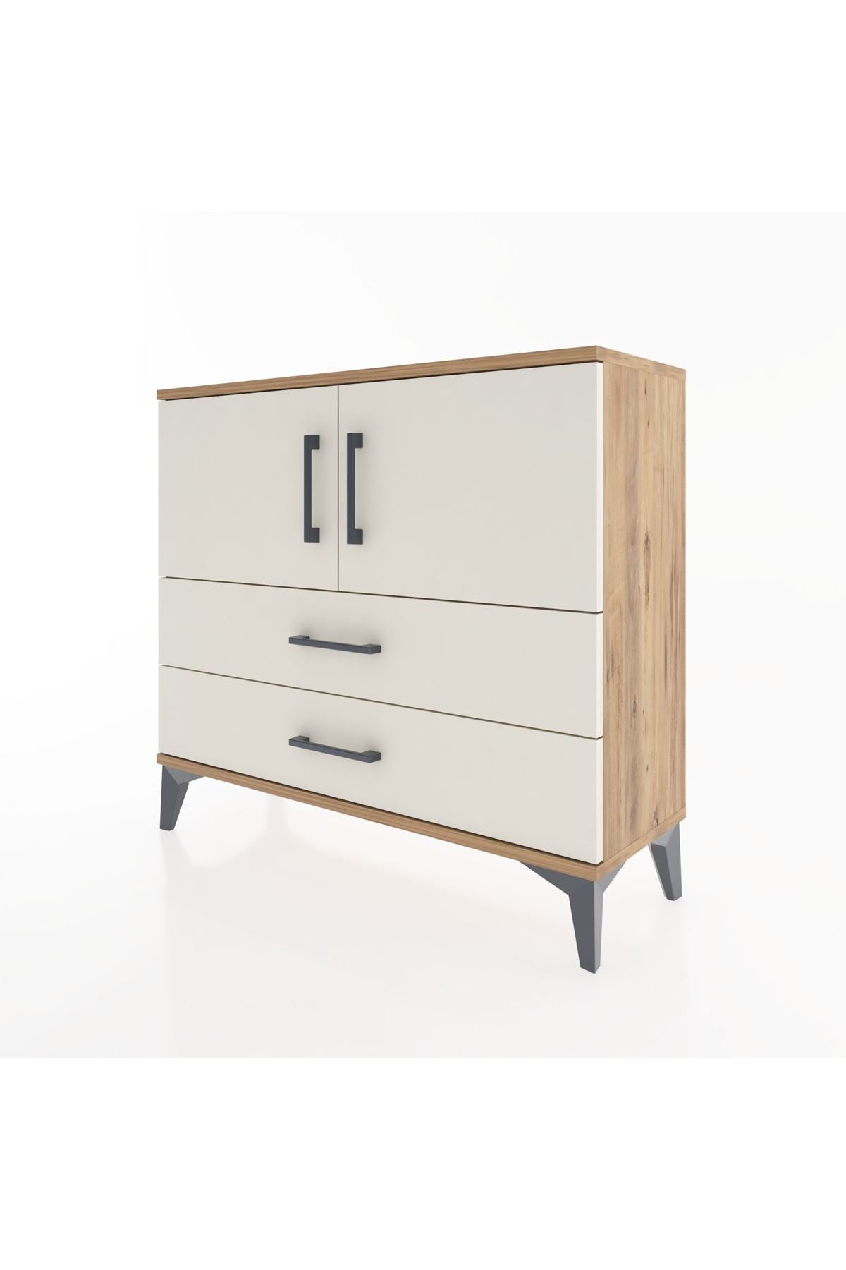 Arges Şifonyer 2 Raflı 2 Çekmeceli 2 Kapaklı 88x30x80 - S03M035V7A