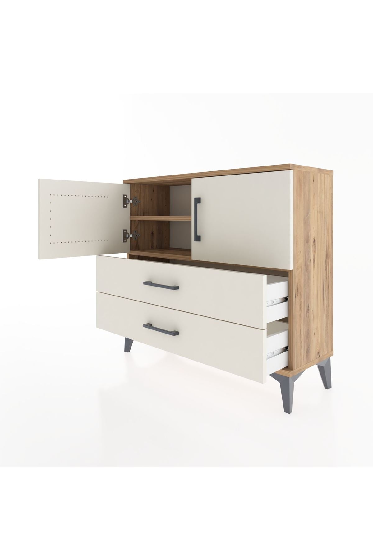 Arges Şifonyer 2 Raflı 2 Çekmeceli 2 Kapaklı 88x30x80 - S03M035V7A