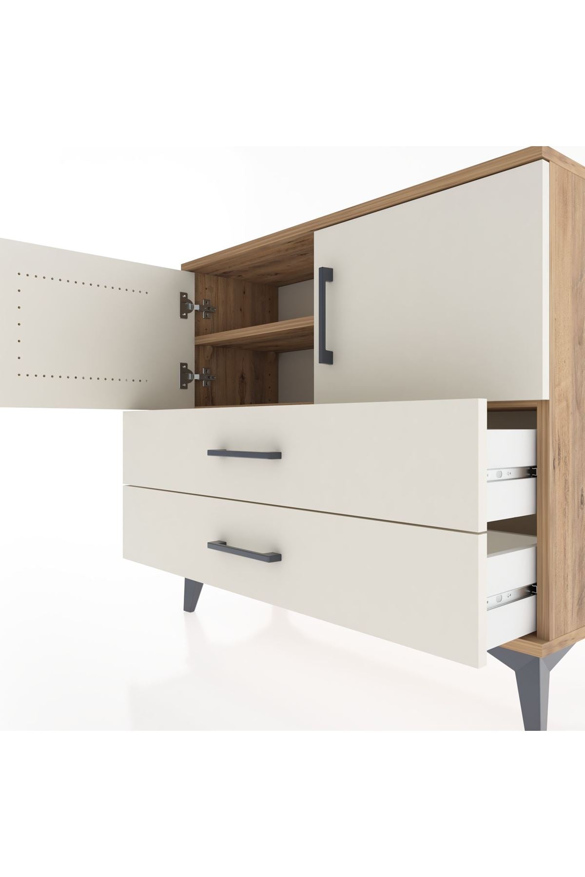 Arges Şifonyer 2 Raflı 2 Çekmeceli 2 Kapaklı 88x30x80 - S03M035V7A