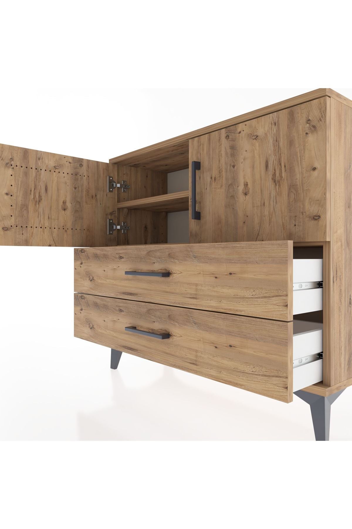 Arges Şifonyer 2 Raflı 2 Çekmeceli 2 Kapaklı 88x30x80 - S03M035V9A