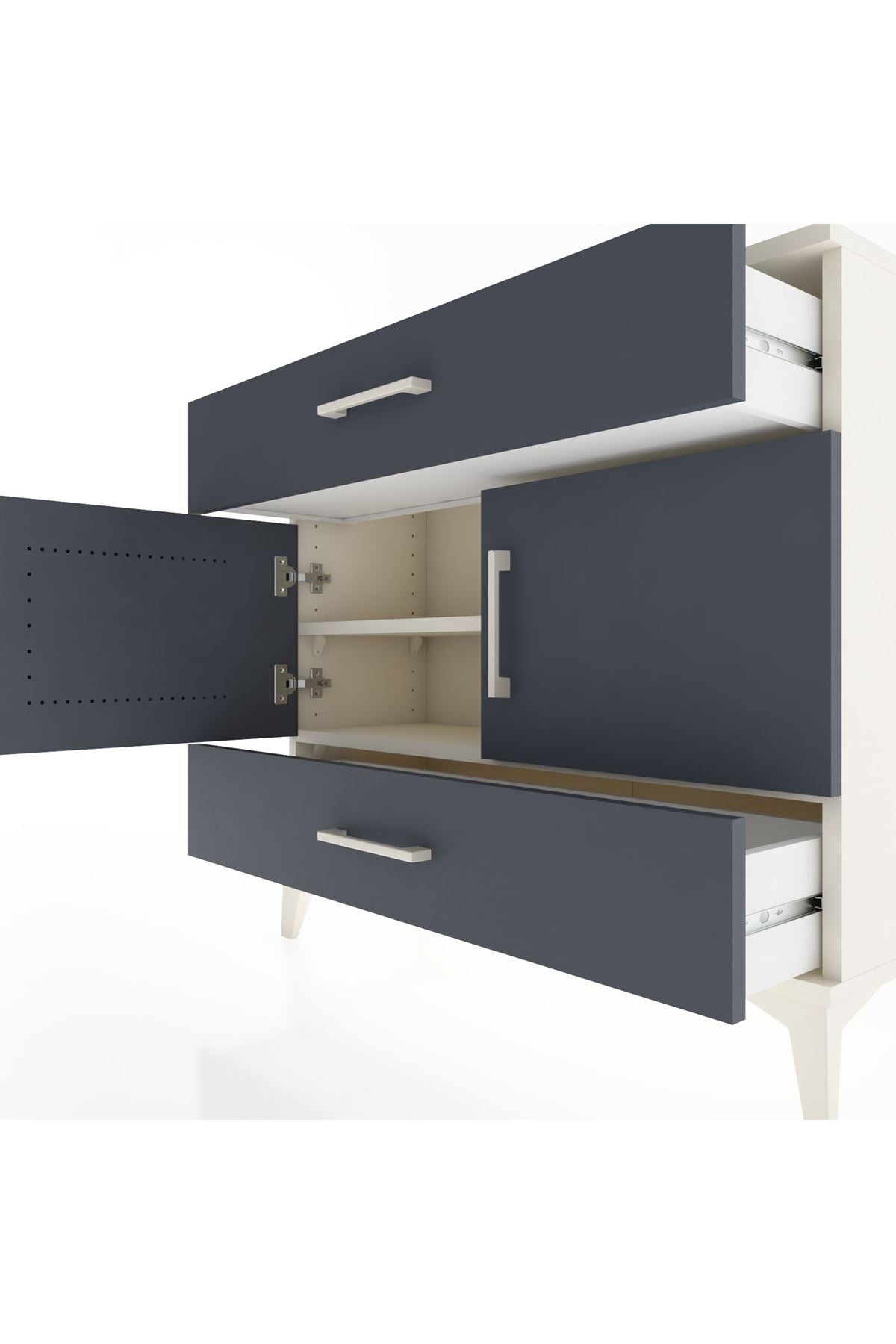 Arges Şifonyer 2 Raflı 2 Çekmeceli 2 Kapaklı 88x30x80 - S03M036V2A
