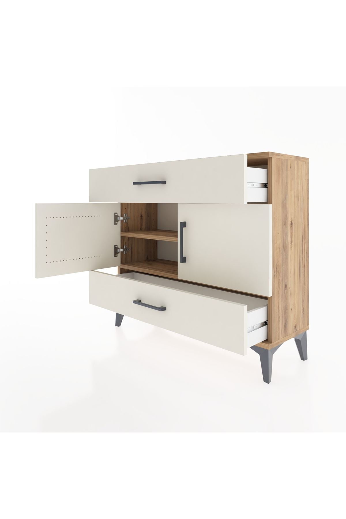 Arges Şifonyer 2 Raflı 2 Çekmeceli 2 Kapaklı 88x30x80 - S03M036V7A