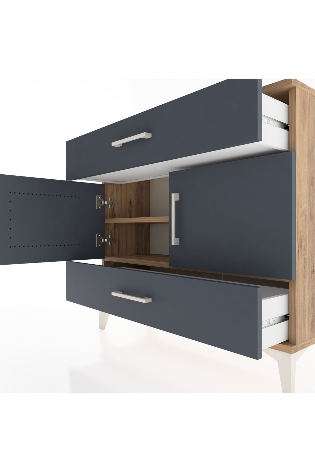 Arges Şifonyer 2 Raflı 2 Çekmeceli 2 Kapaklı 88x30x80 - S03M036V8A