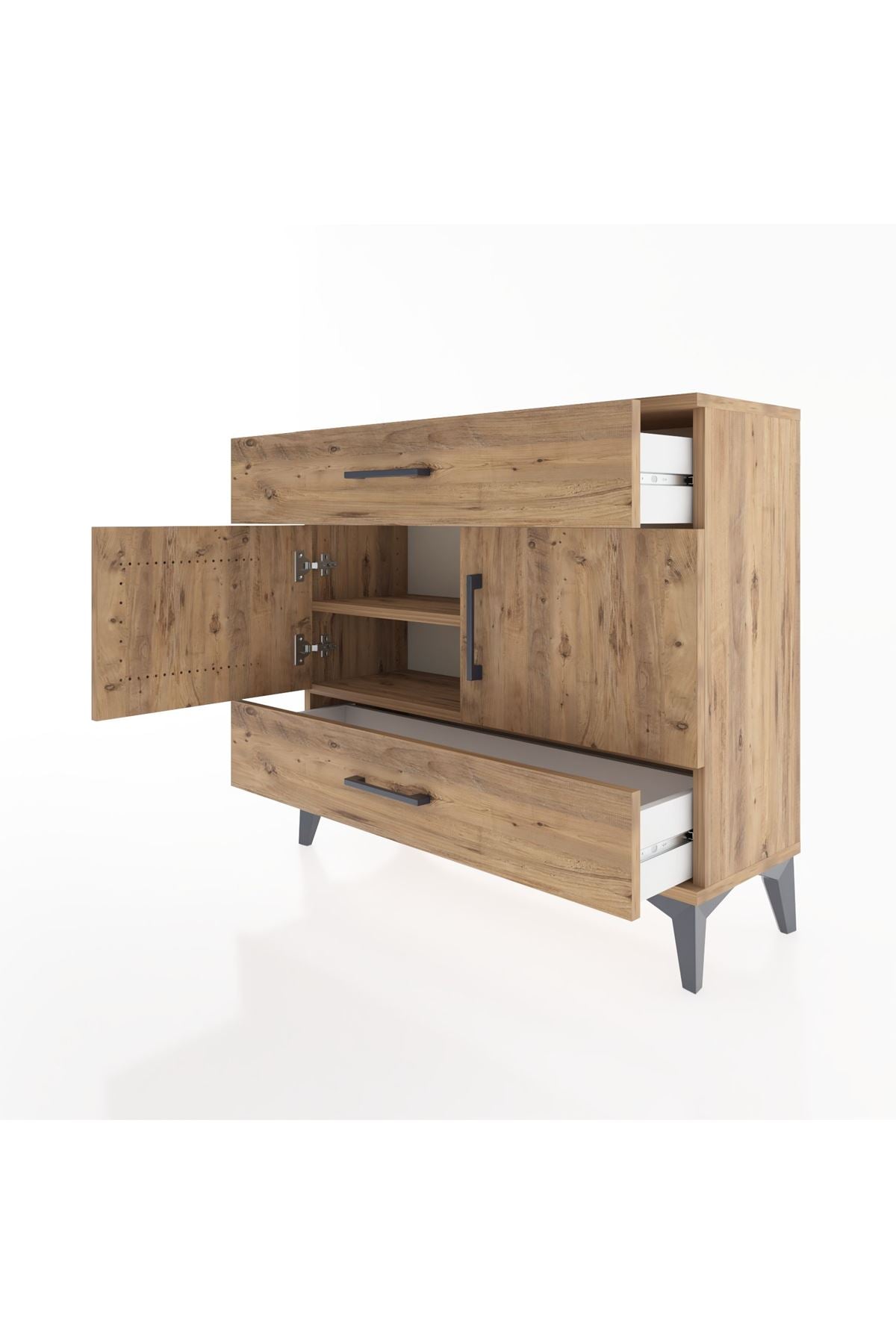 Arges Şifonyer 2 Raflı 2 Çekmeceli 2 Kapaklı 88x30x80 - S03M036V9A