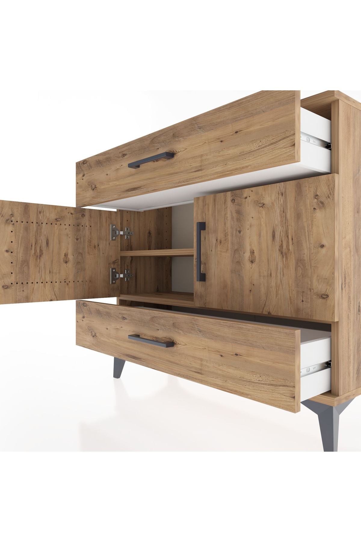 Arges Şifonyer 2 Raflı 2 Çekmeceli 2 Kapaklı 88x30x80 - S03M036V9A